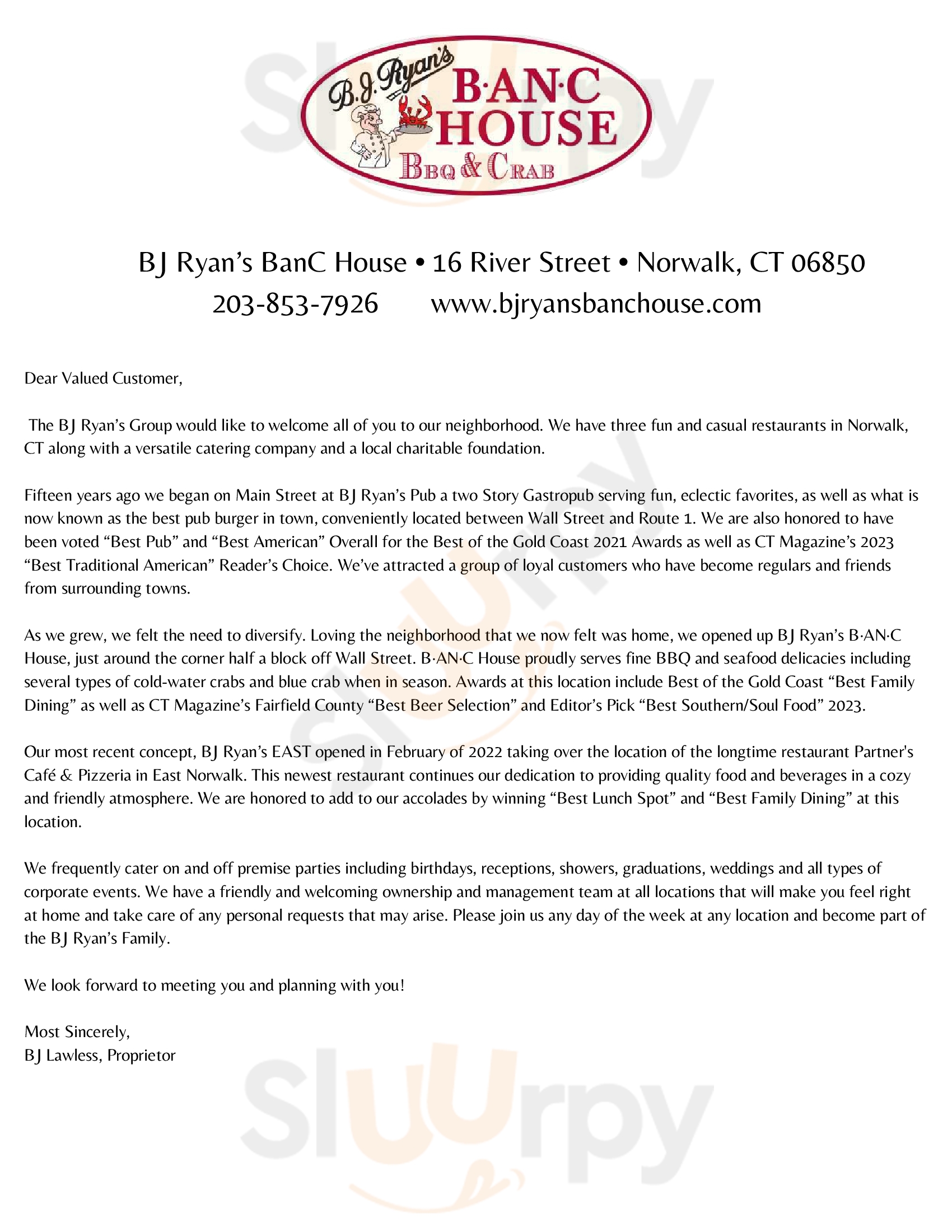 Main Menu - Bj Ryan's Banc House