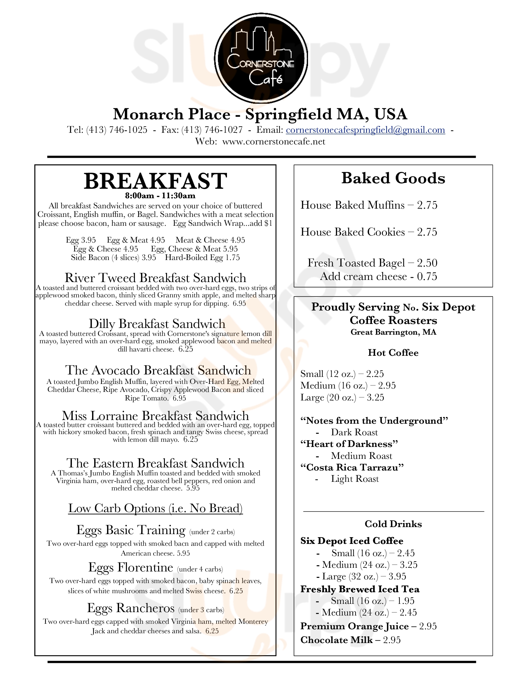 Cornerstone Cafe Springfield Menu - 1