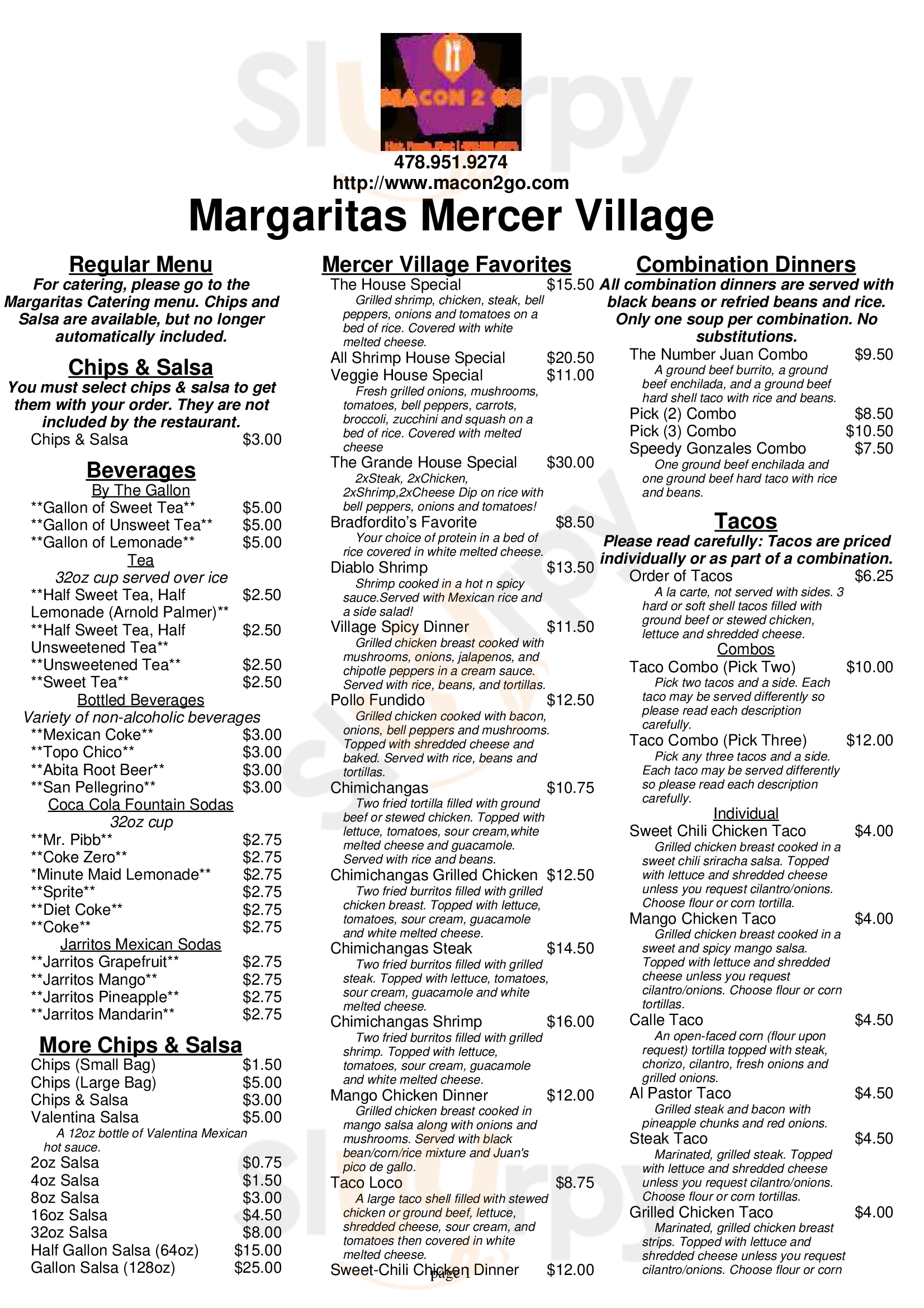 Margaritas On Bass Rd Macon Menu - 1