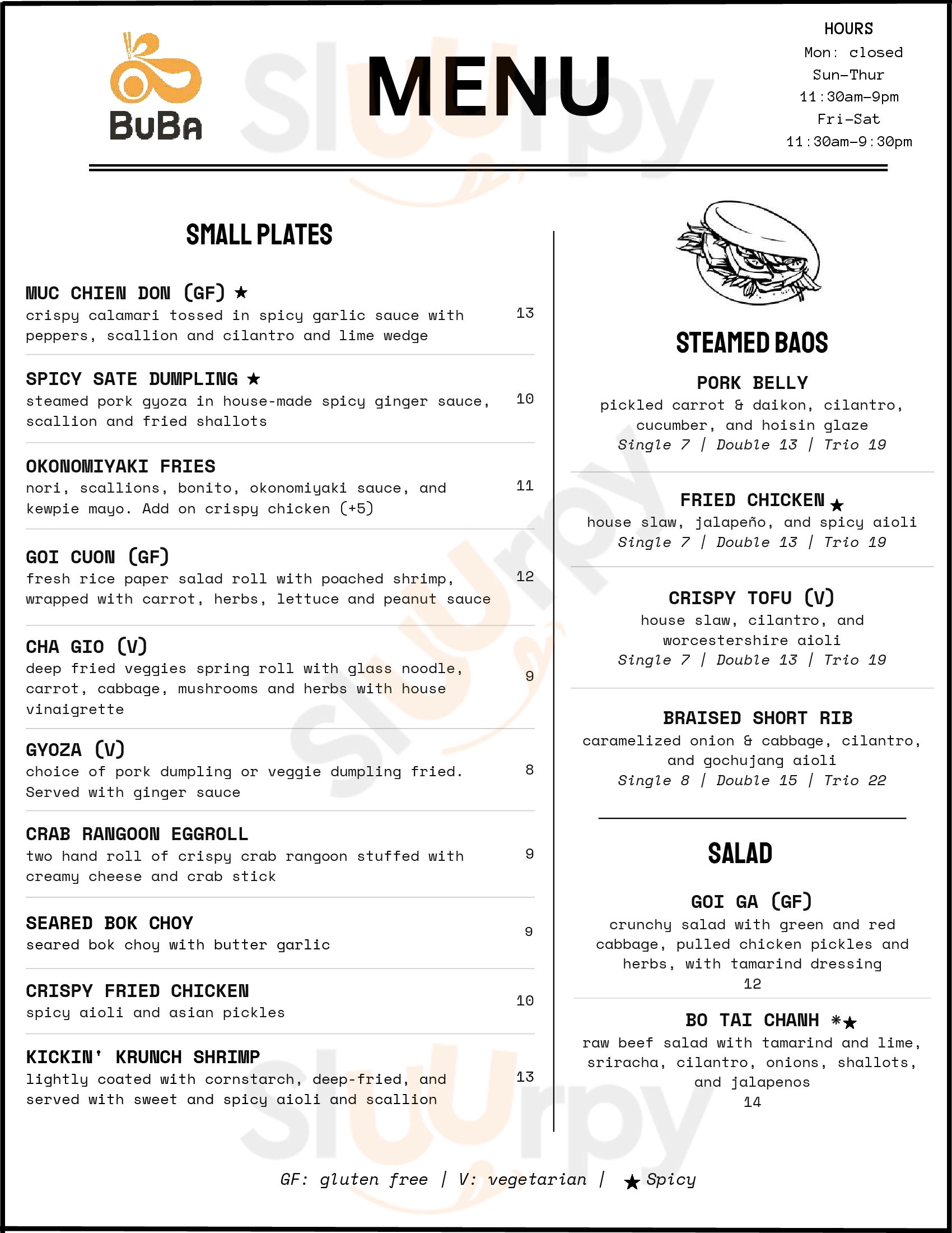 Main Menu - Buba Noodle Bar