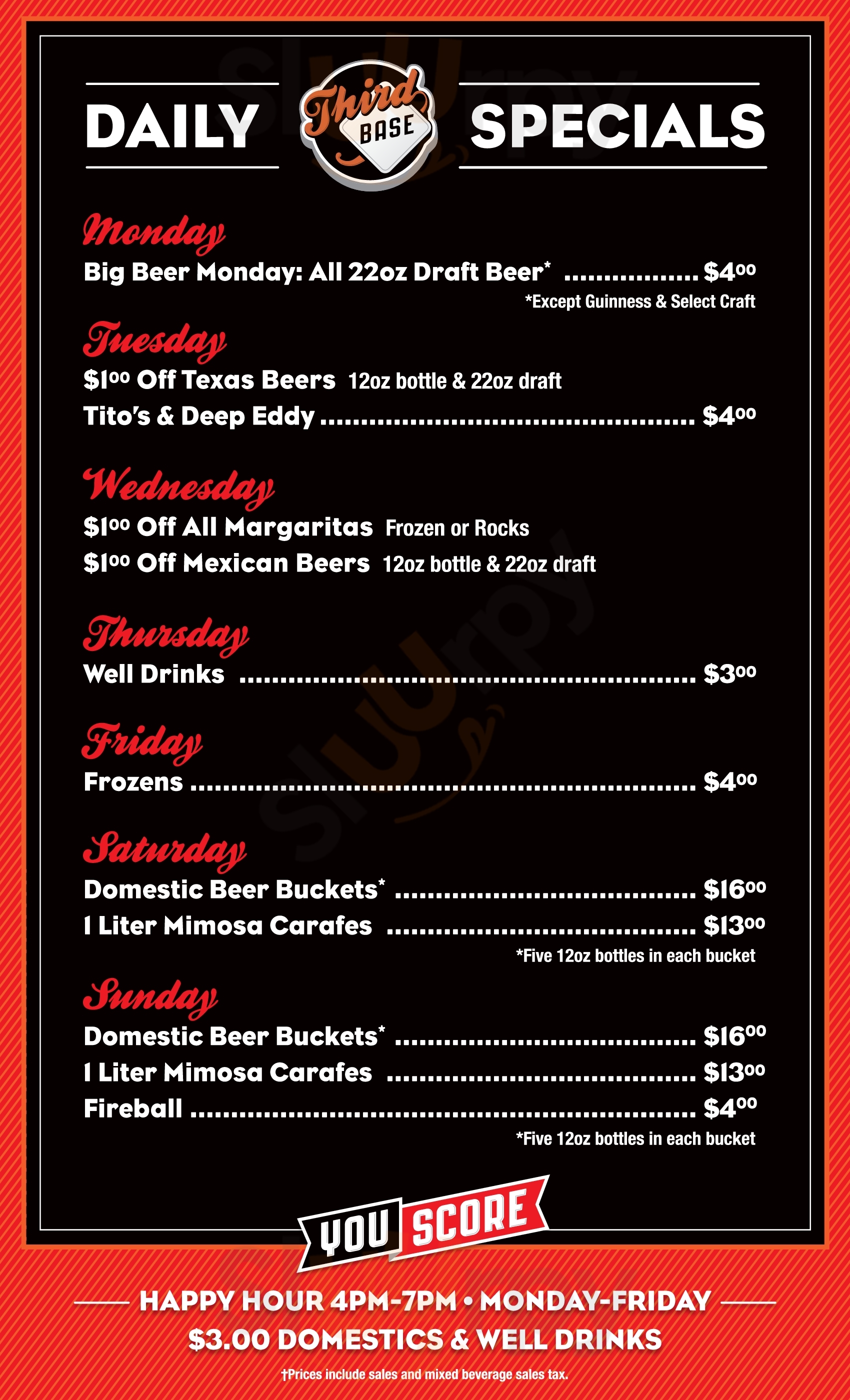 Third Base Sports Bar Round Rock Menu - 1