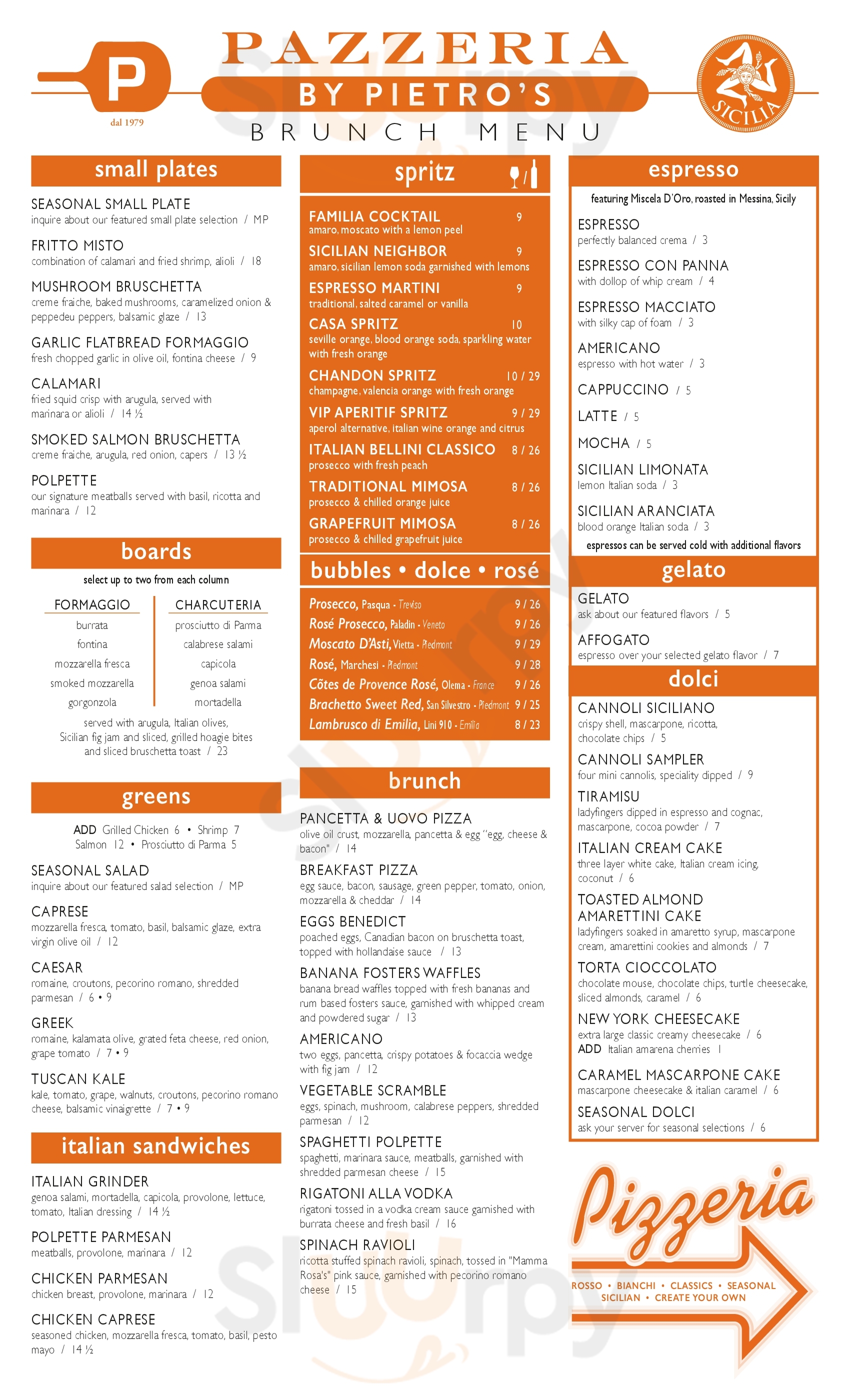 Main Menu - Pazzeria By Pietro's