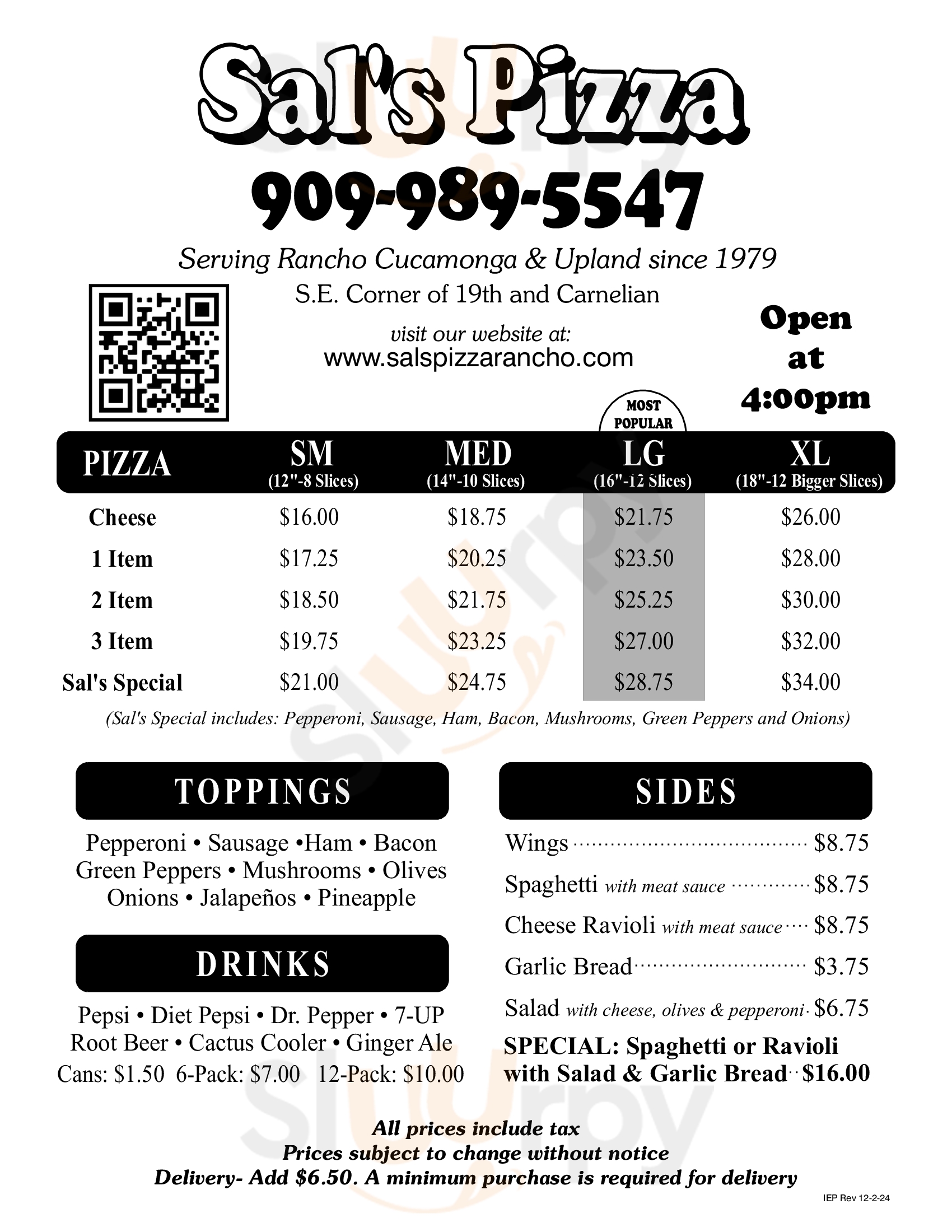 Sal's Pizza Rancho Cucamonga Menu - 1