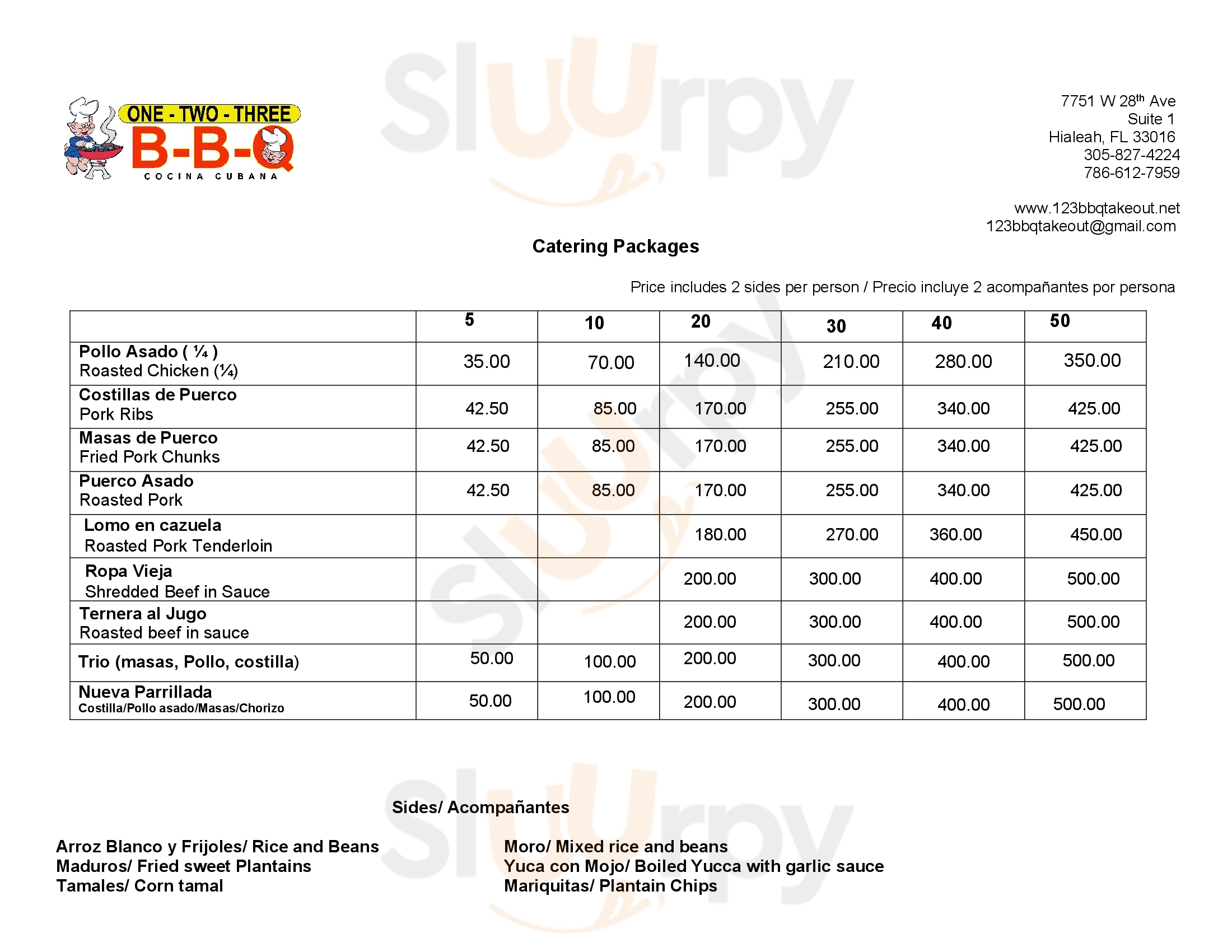 Main Menu - 123 Bbq Take Out