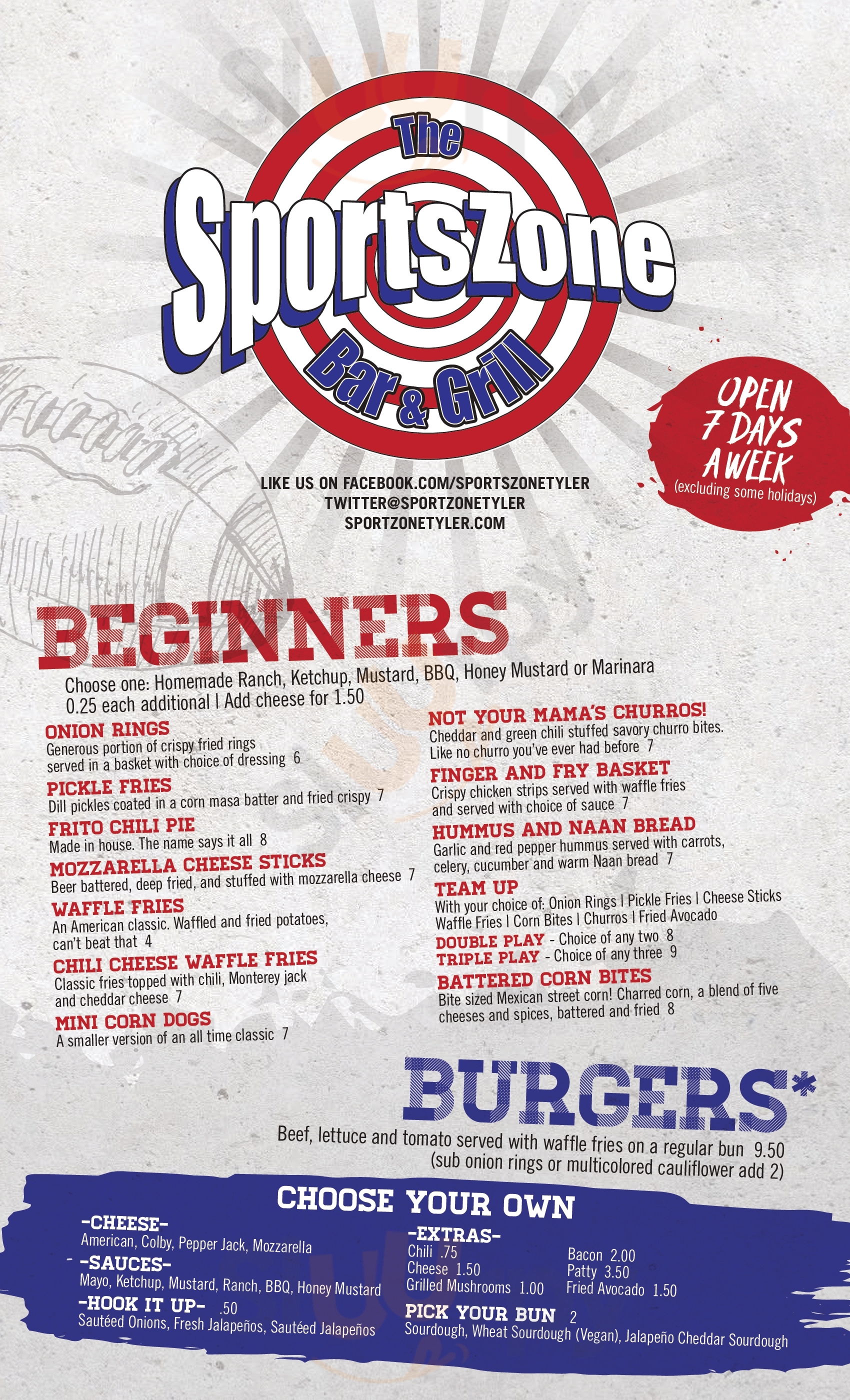 Main Menu - Sportszone Bar And Grill