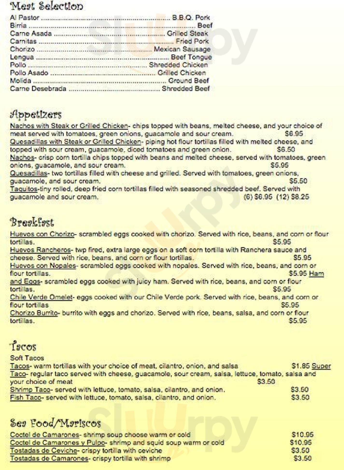 Los Pino Mexican Foods Concord Menu - 1