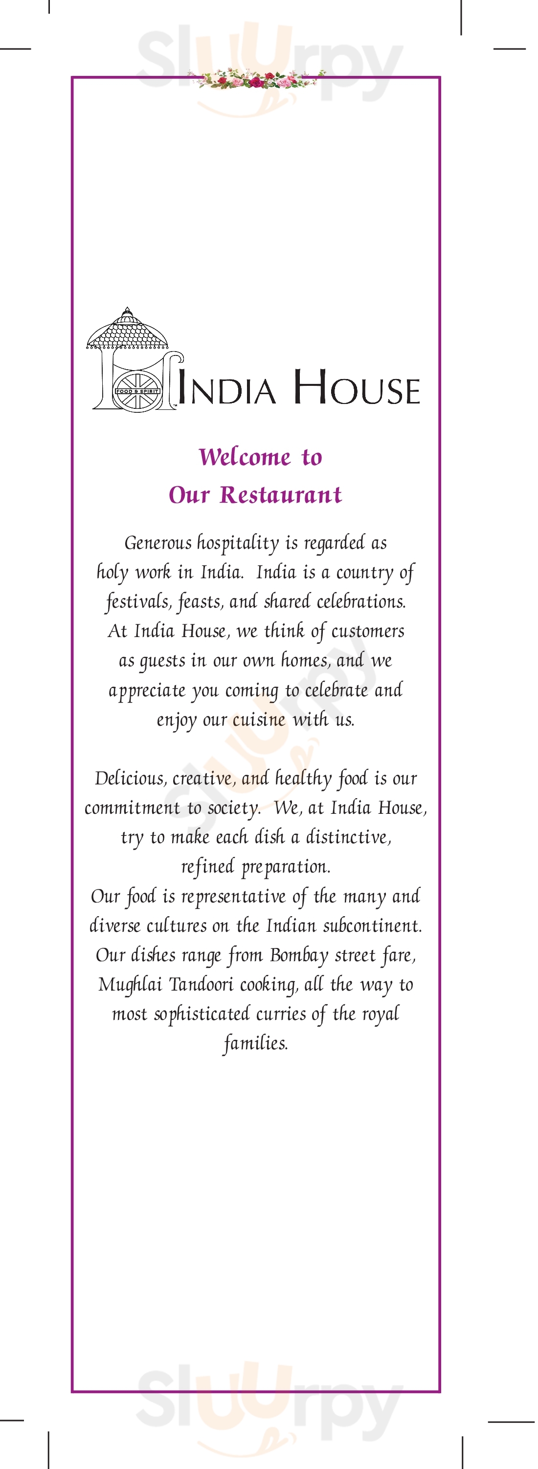 India House Restaurant Schaumburg Menu - 1