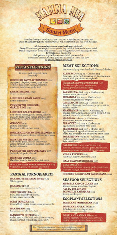 Mamma Mia menu