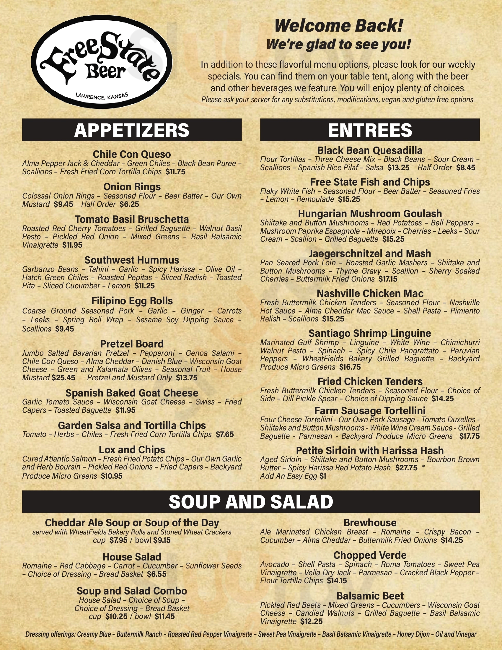 Main Menu - Free State Brewing Co