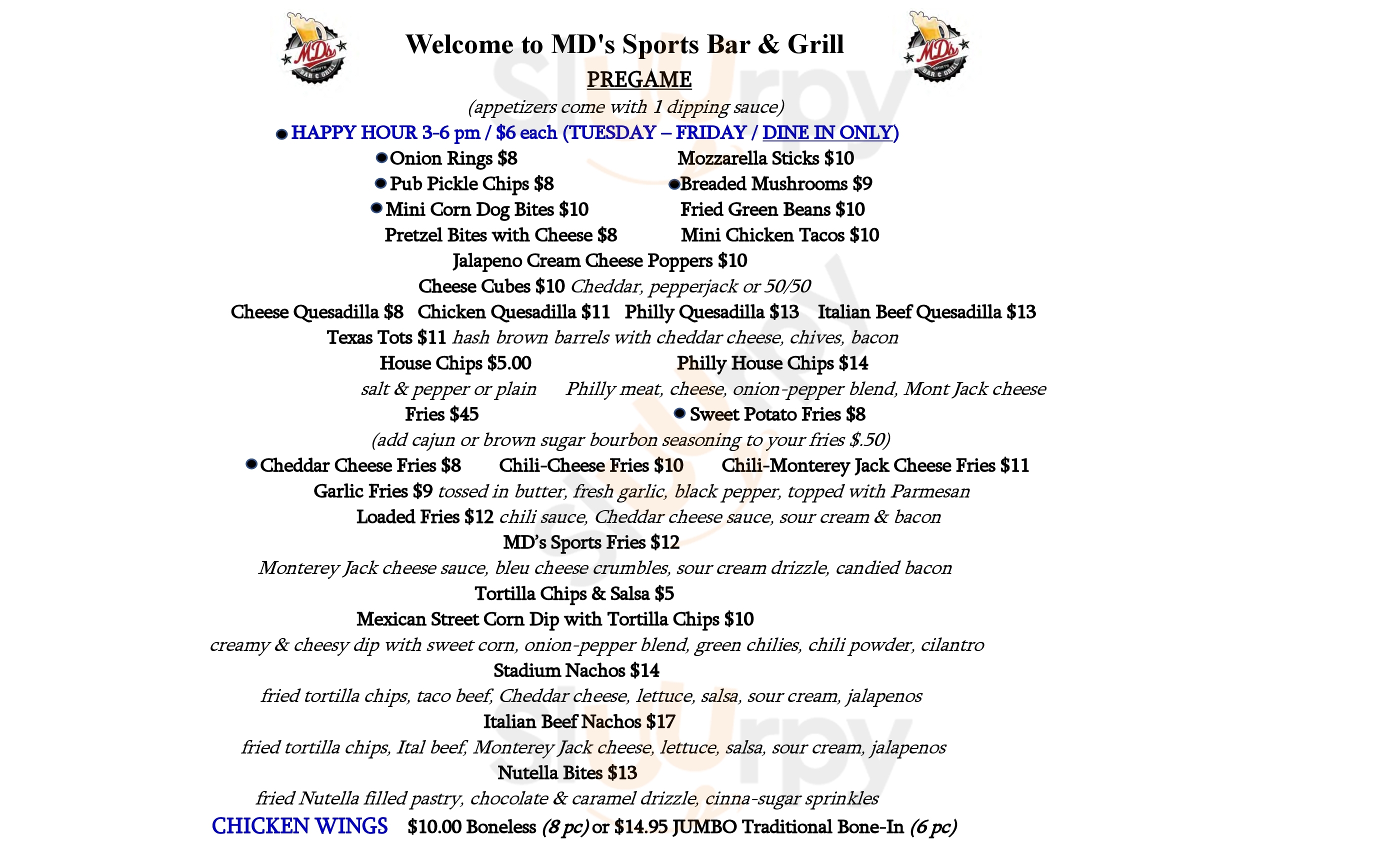 Main Menu - Pitcher's Sports Bar And Grill