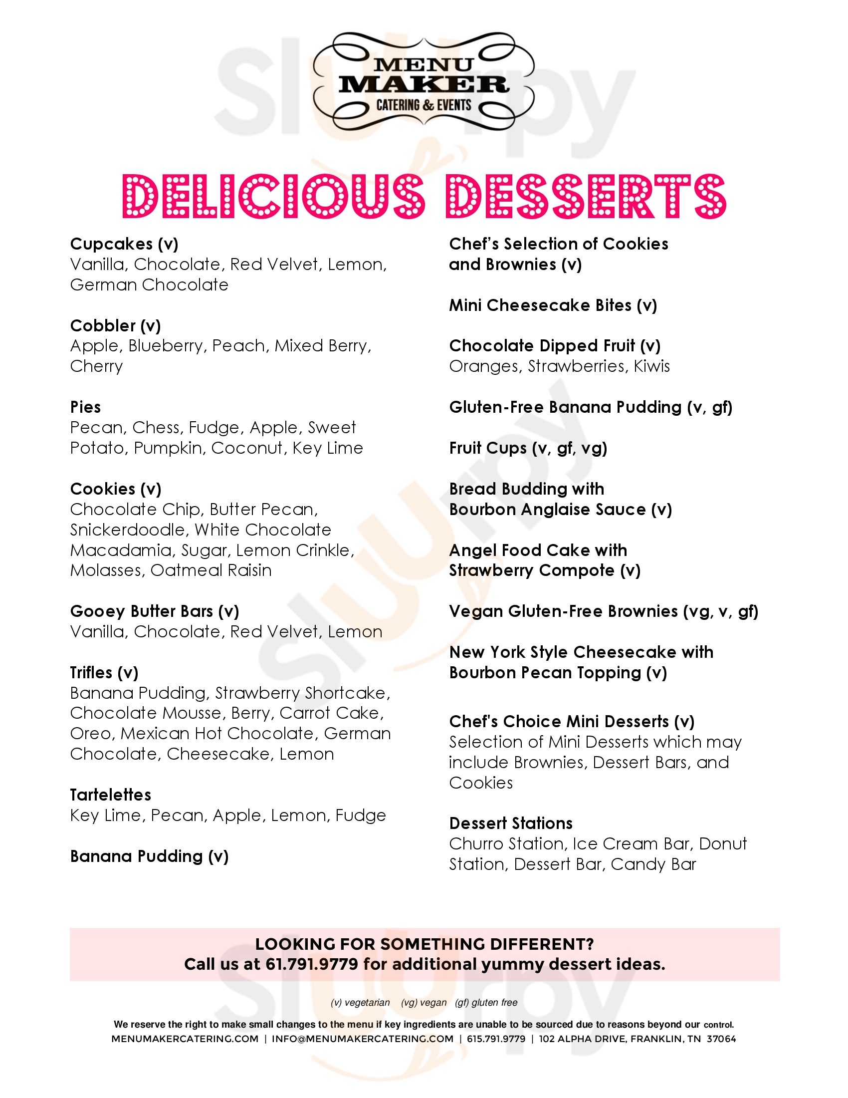 Main Menu - Menu Maker Catering & Events