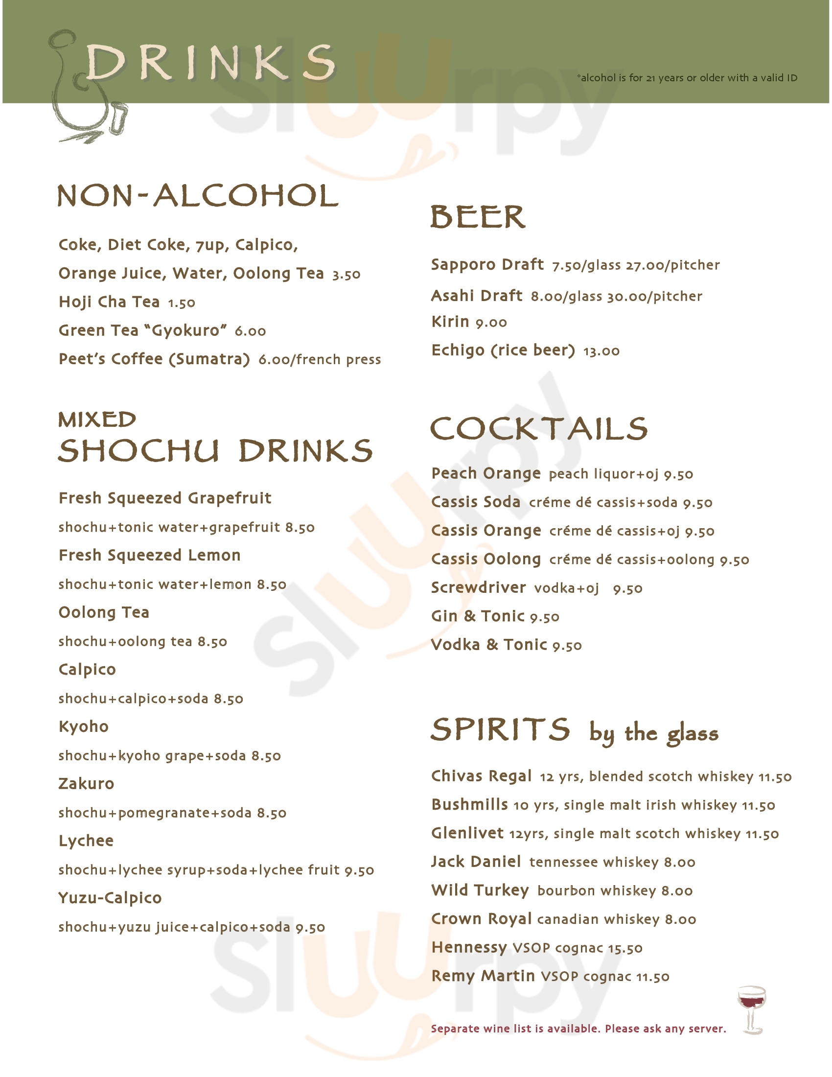 Main Menu - Gochi Japanese Fusion Tapas