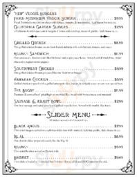 Ohio Club menu