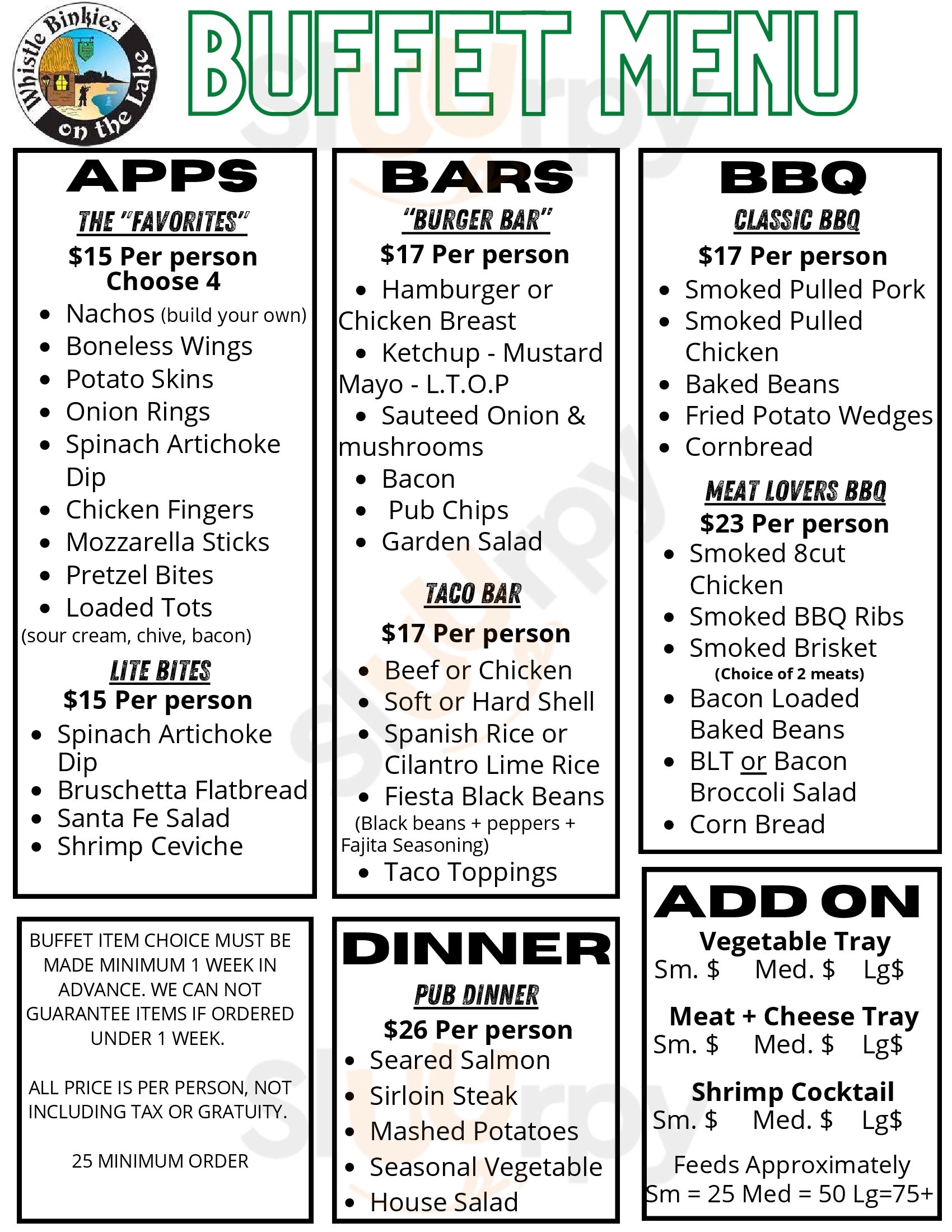 Main Menu - Whistle Binkies On The Lake