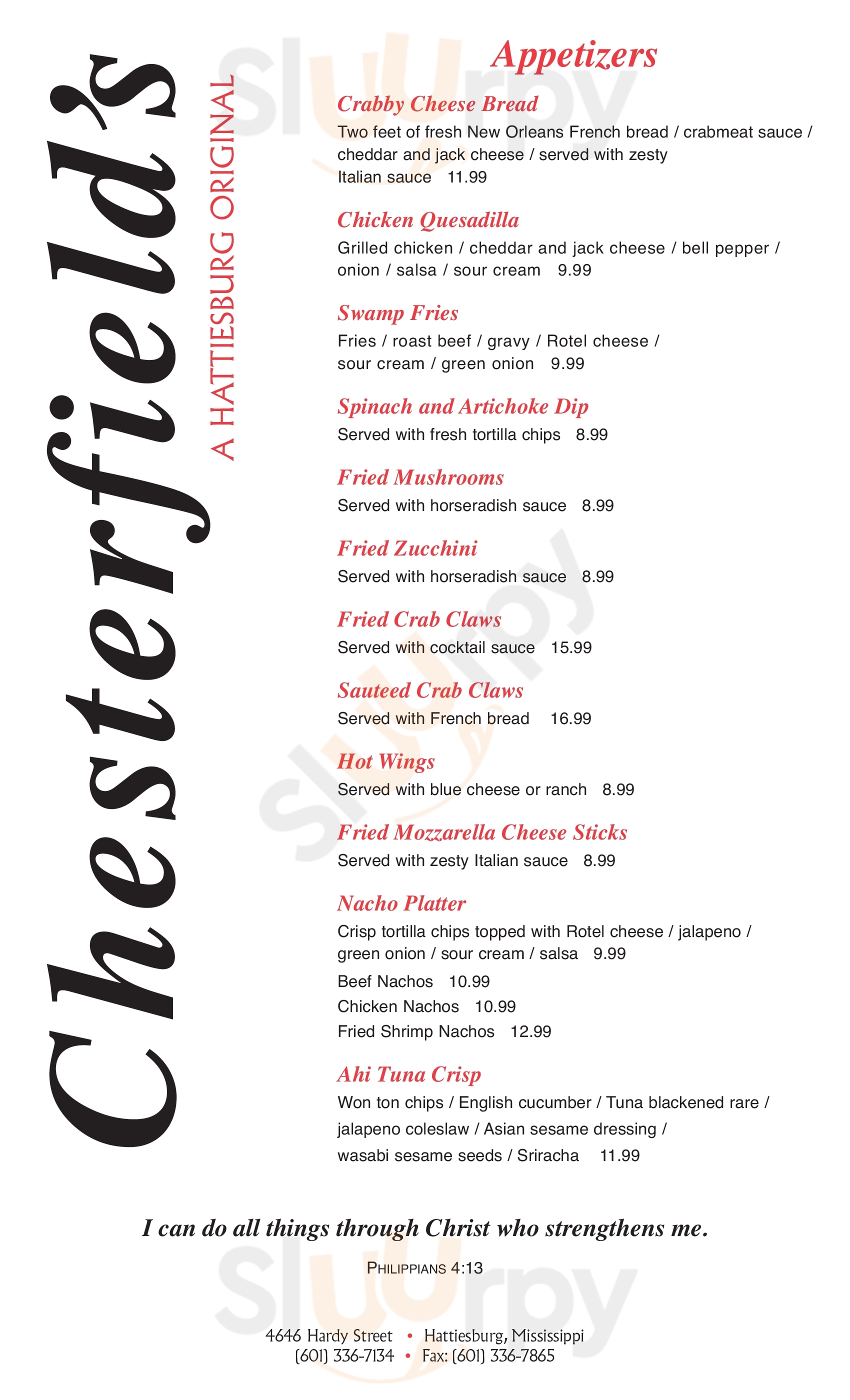 Chesterfield's Bar And Grill Hattiesburg Menu - 1