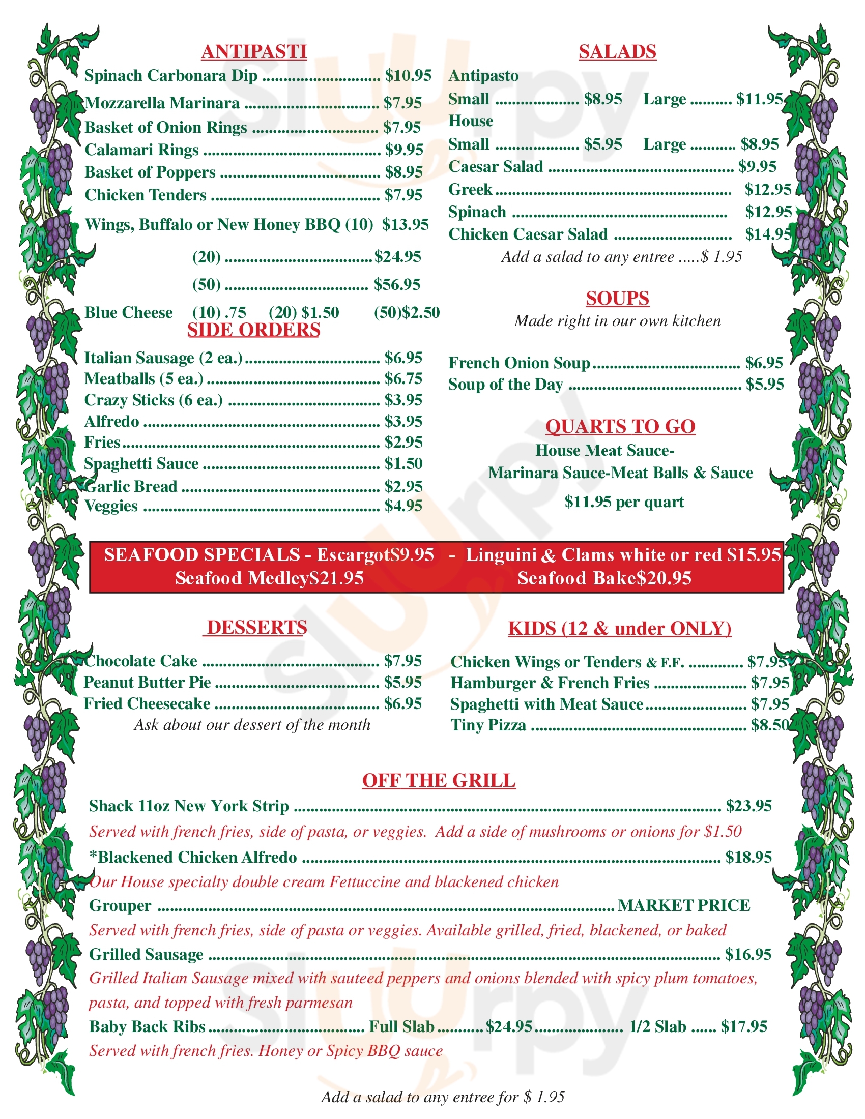 Main Menu - Pizza Shack