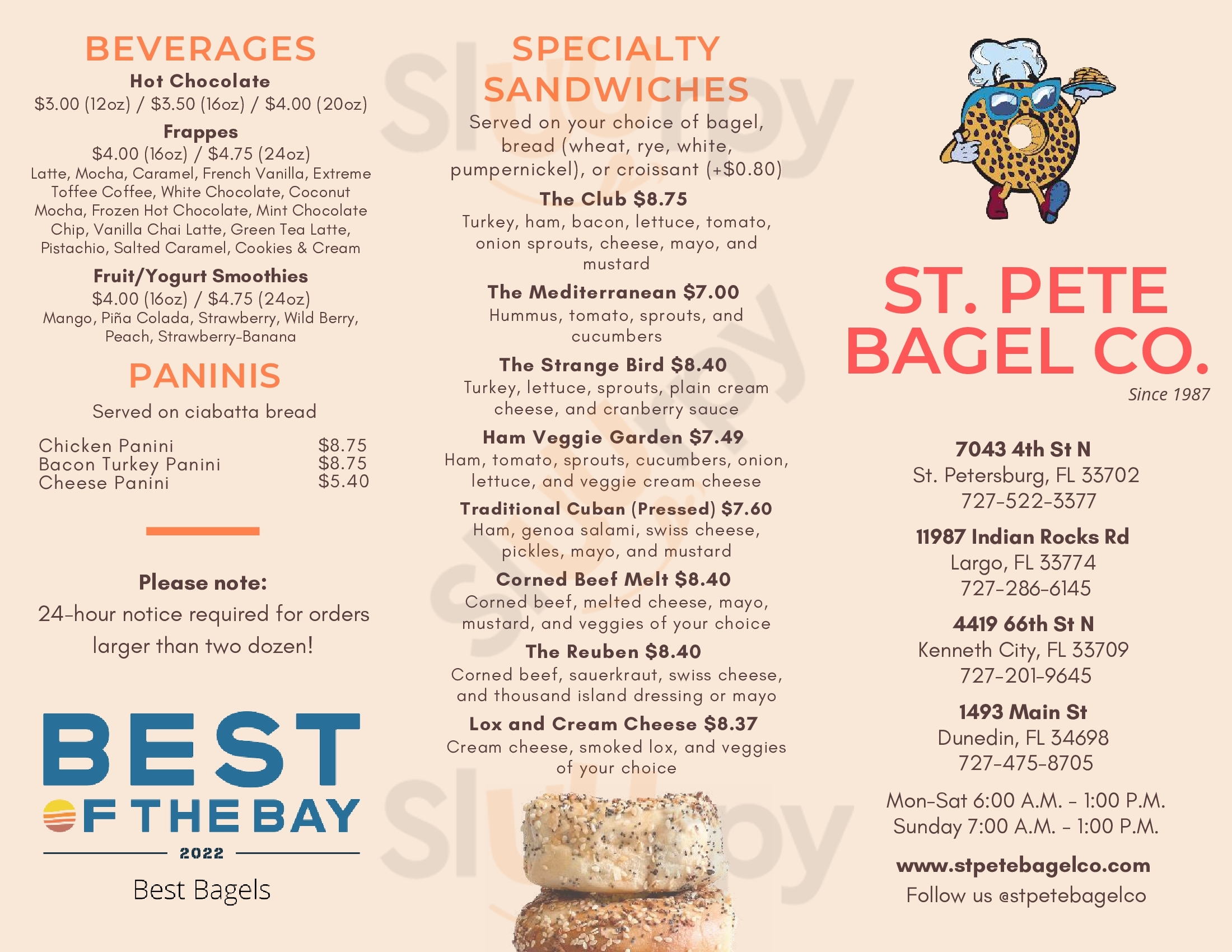Main Menu - St. Pete Bagel Co.