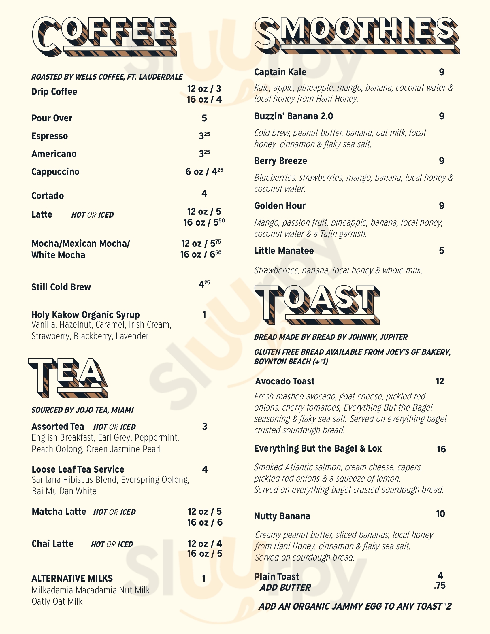 Gilbert's Coffee Bar Stuart Menu - 1