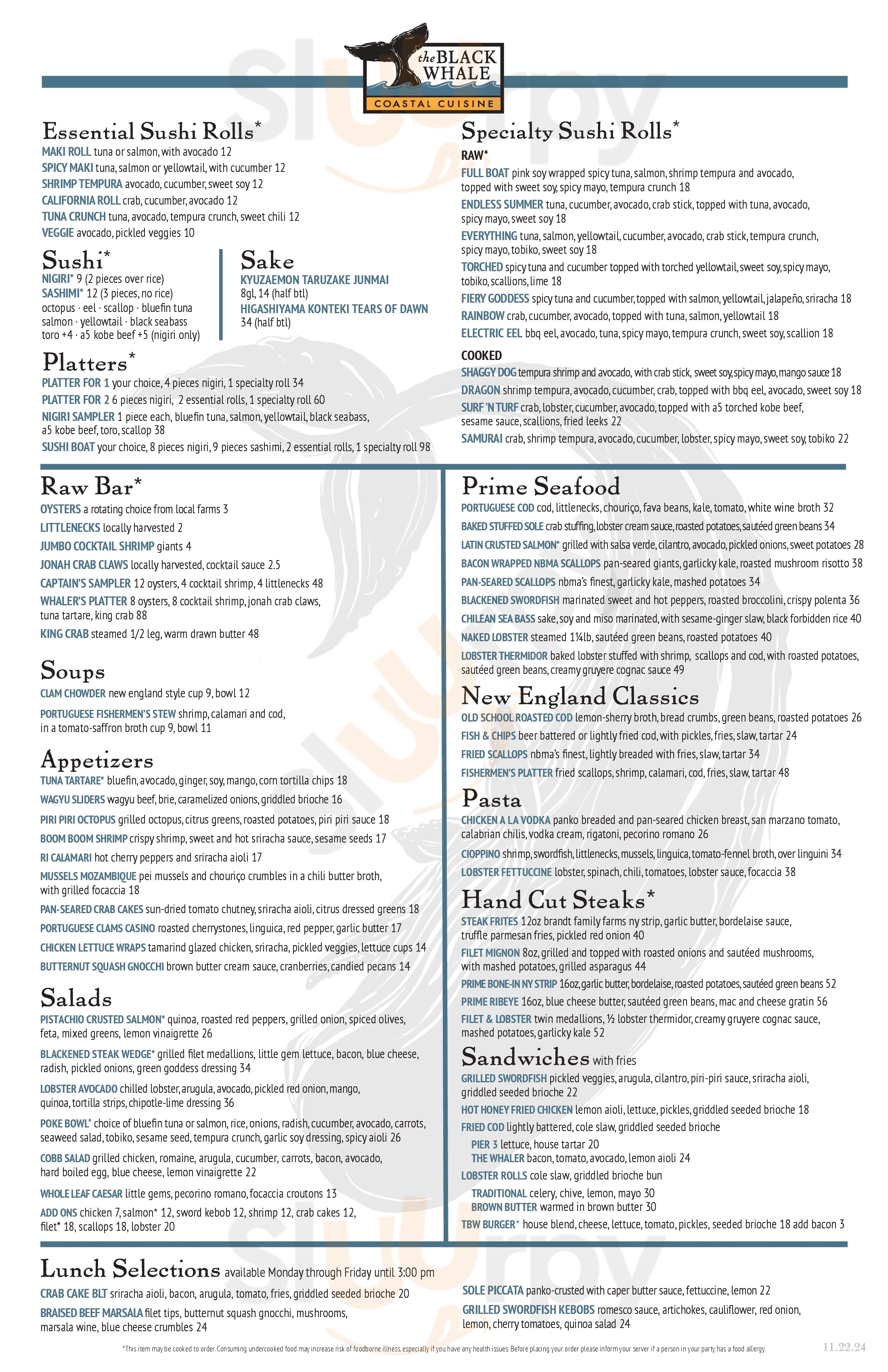 The Black Whale New Bedford Menu - 1