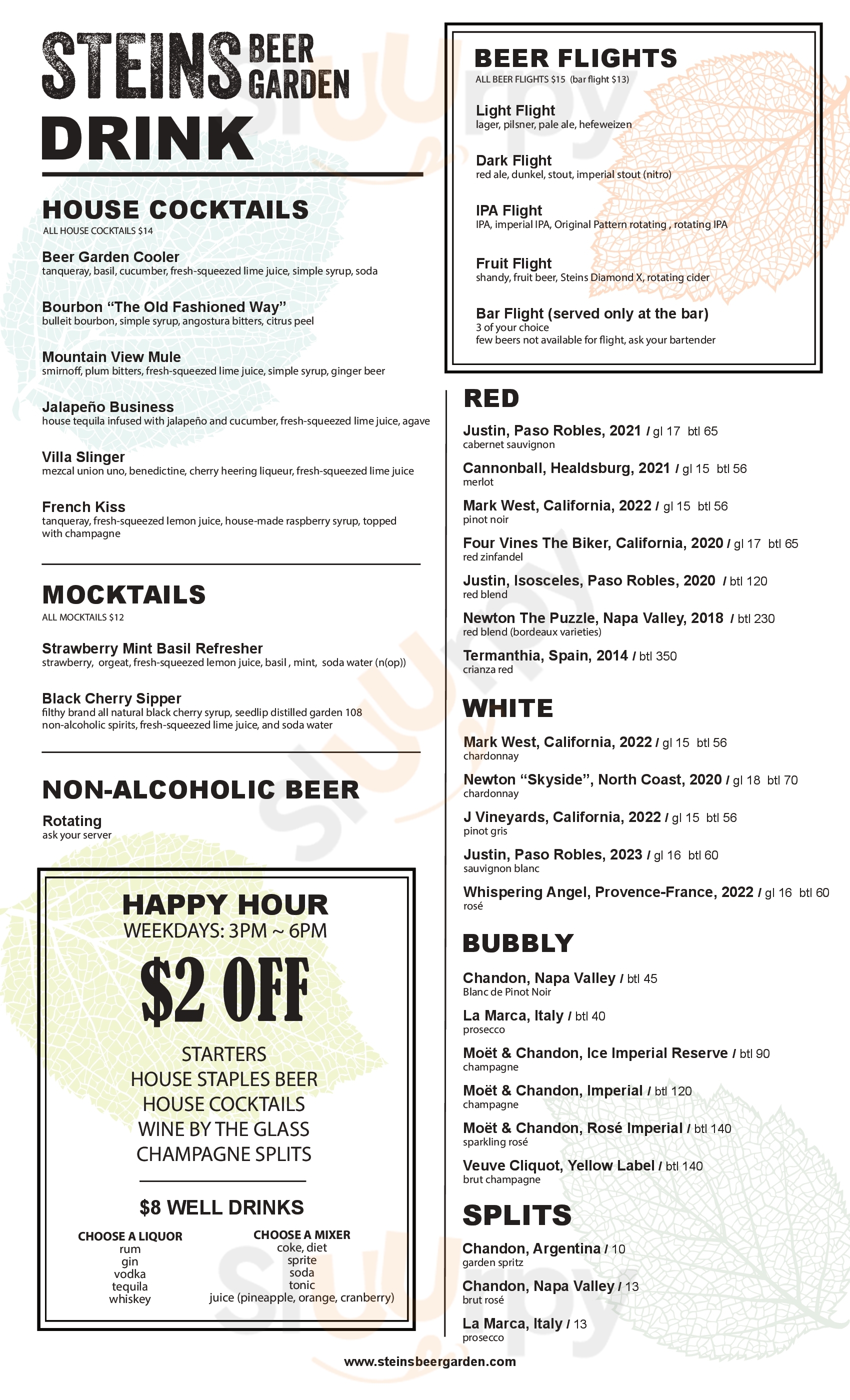 Steins Beer Garden And Restaurant Cupertino Menu - 1