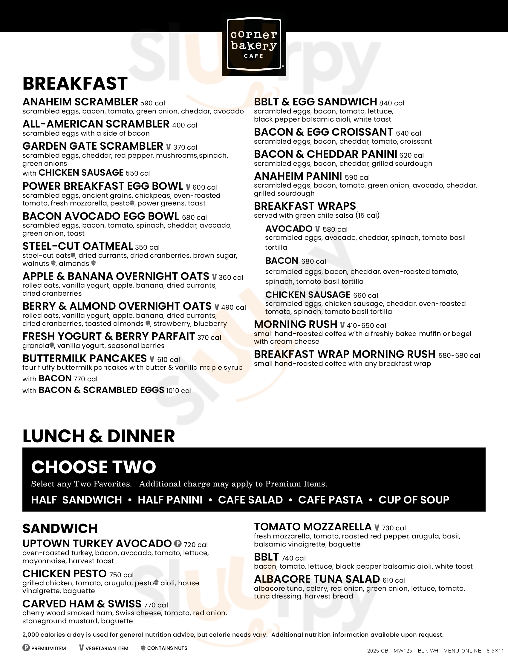 Corner Bakery Cafe Longview Menu - 1