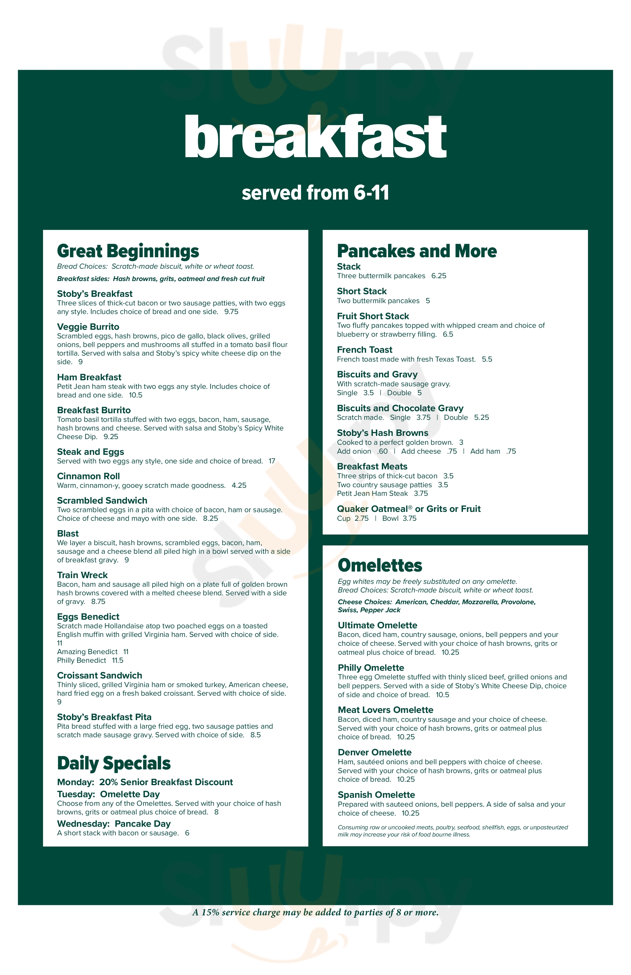 Stoby's Conway Menu - 1