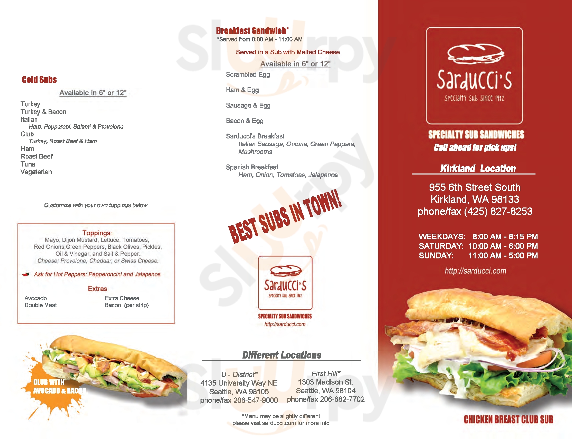 Sarducci Kirkland Menu - 1