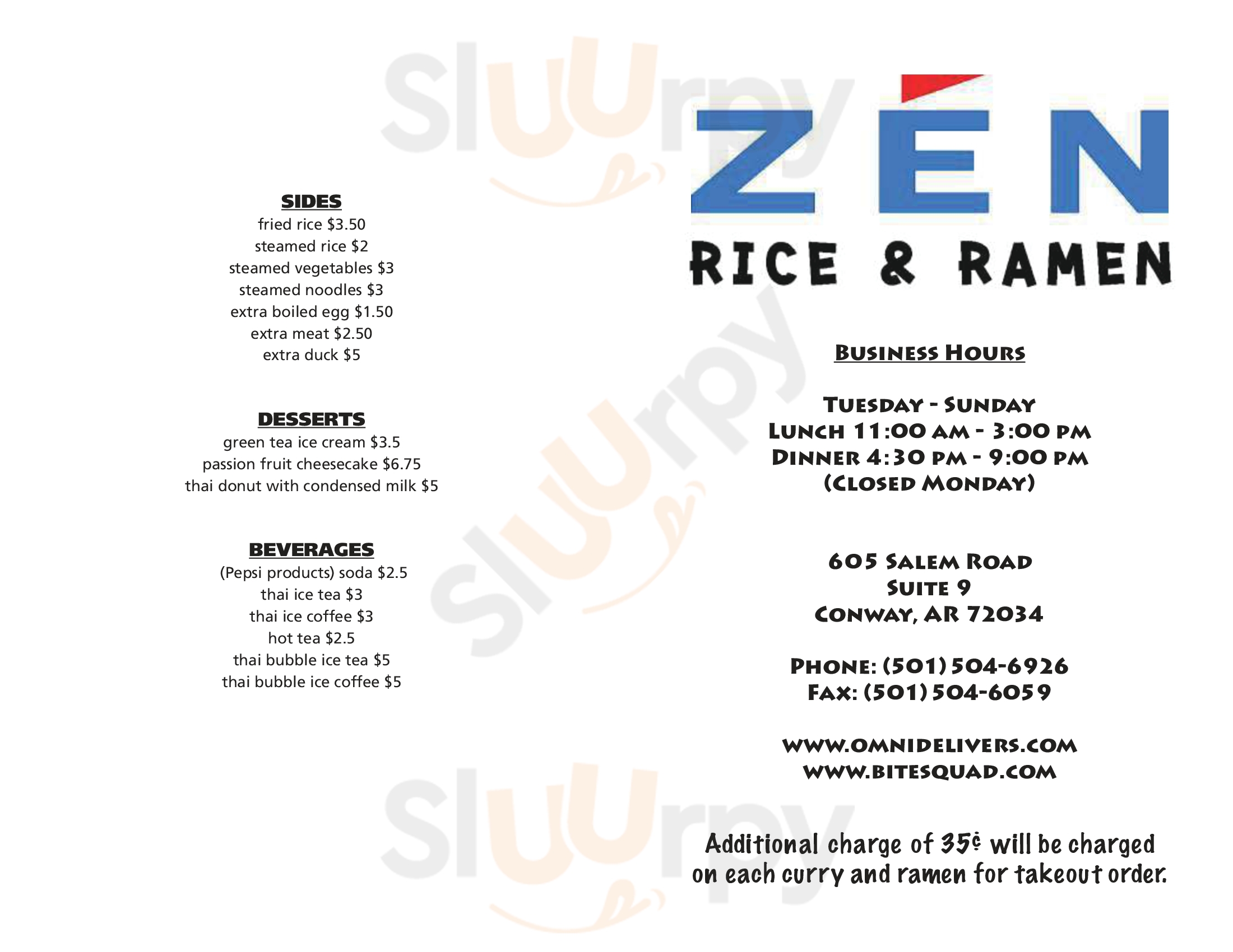 Zen Rice And Ramen Conway Menu - 1