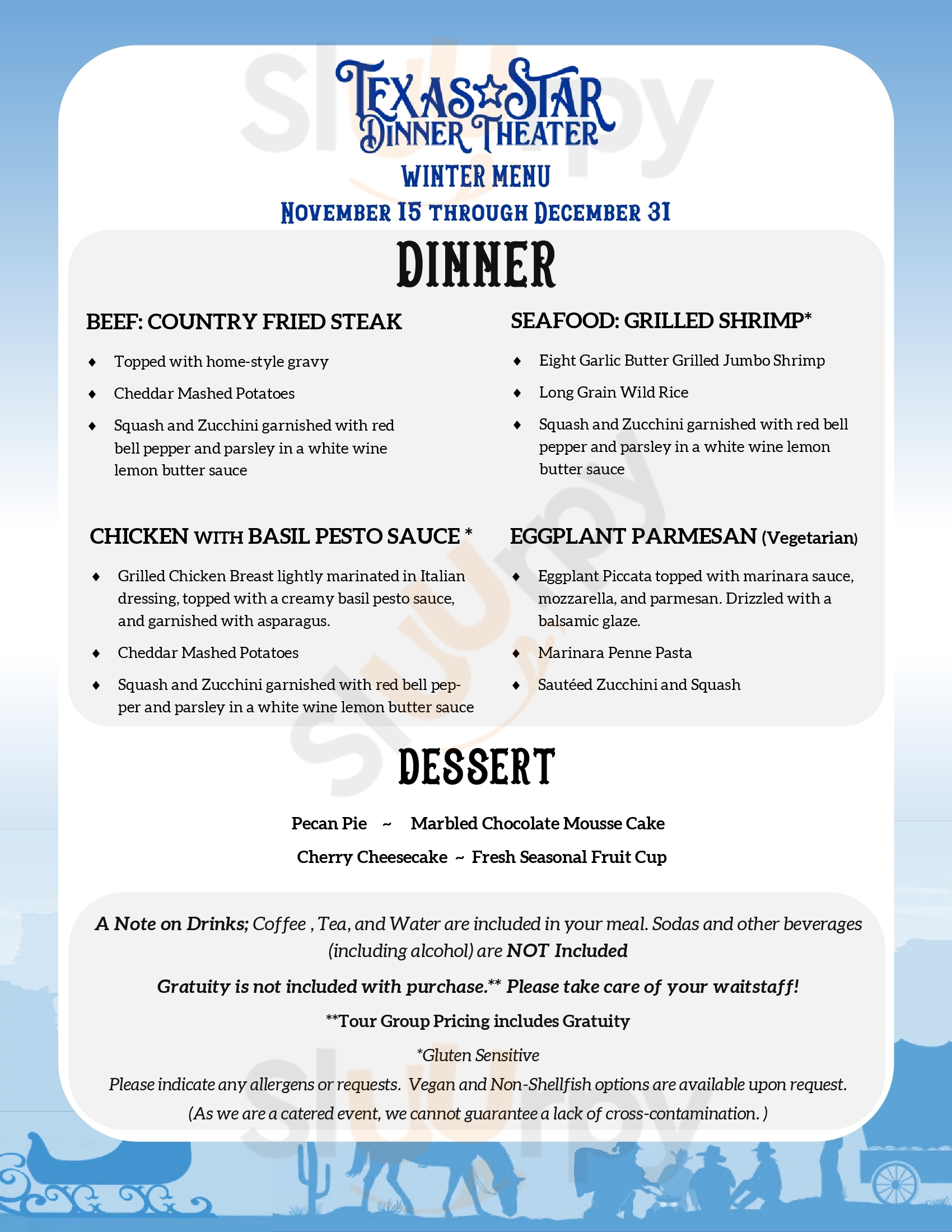 Main Menu - Texas Star Dinner Theater