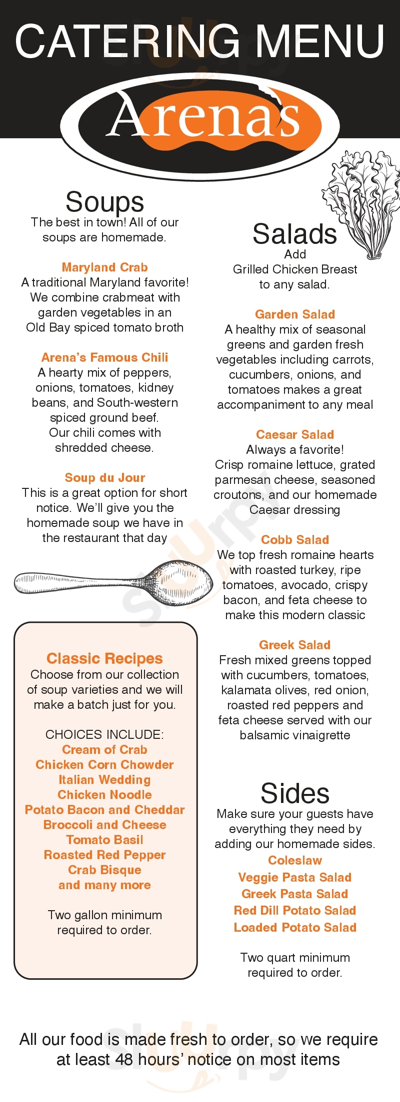 Main Menu - Arena's Cafe