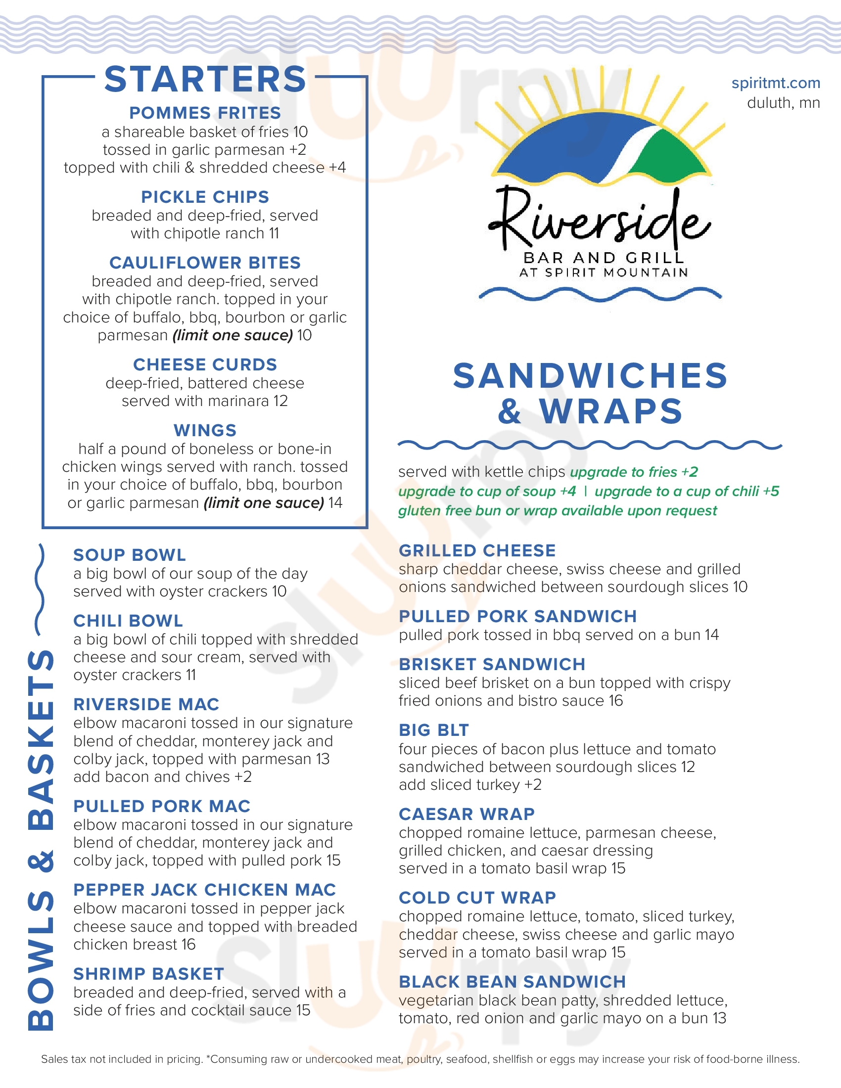 Main Menu - Riverside Bar & Grill
