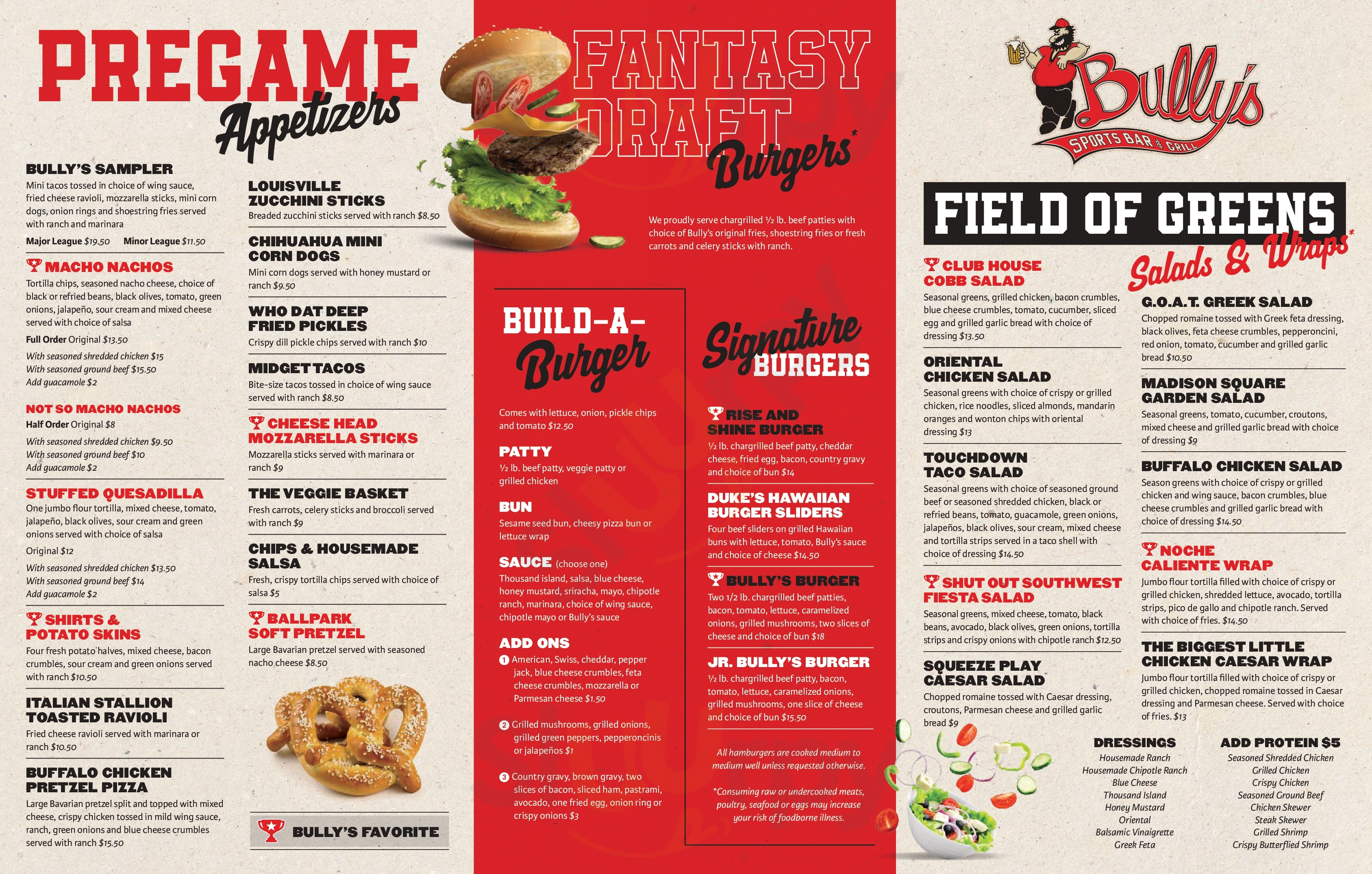 Main Menu - Bully's Sports Bar And Grill