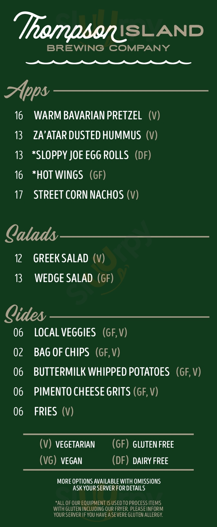 Main Menu - Thompson Island Brewing Company