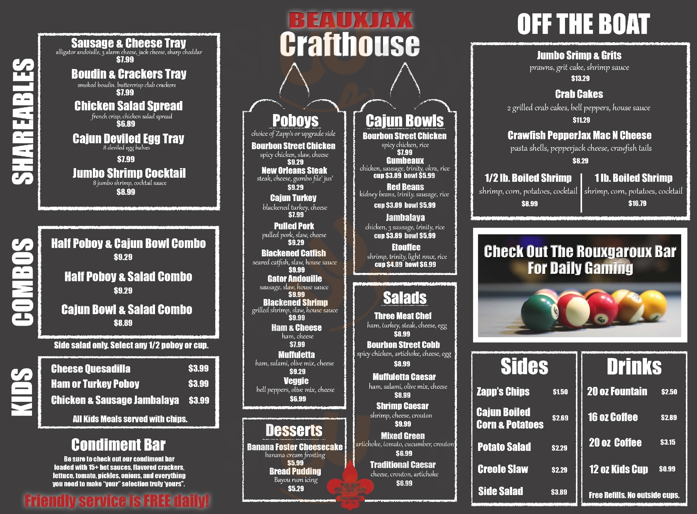Main Menu - Beauxjax Crafthouse