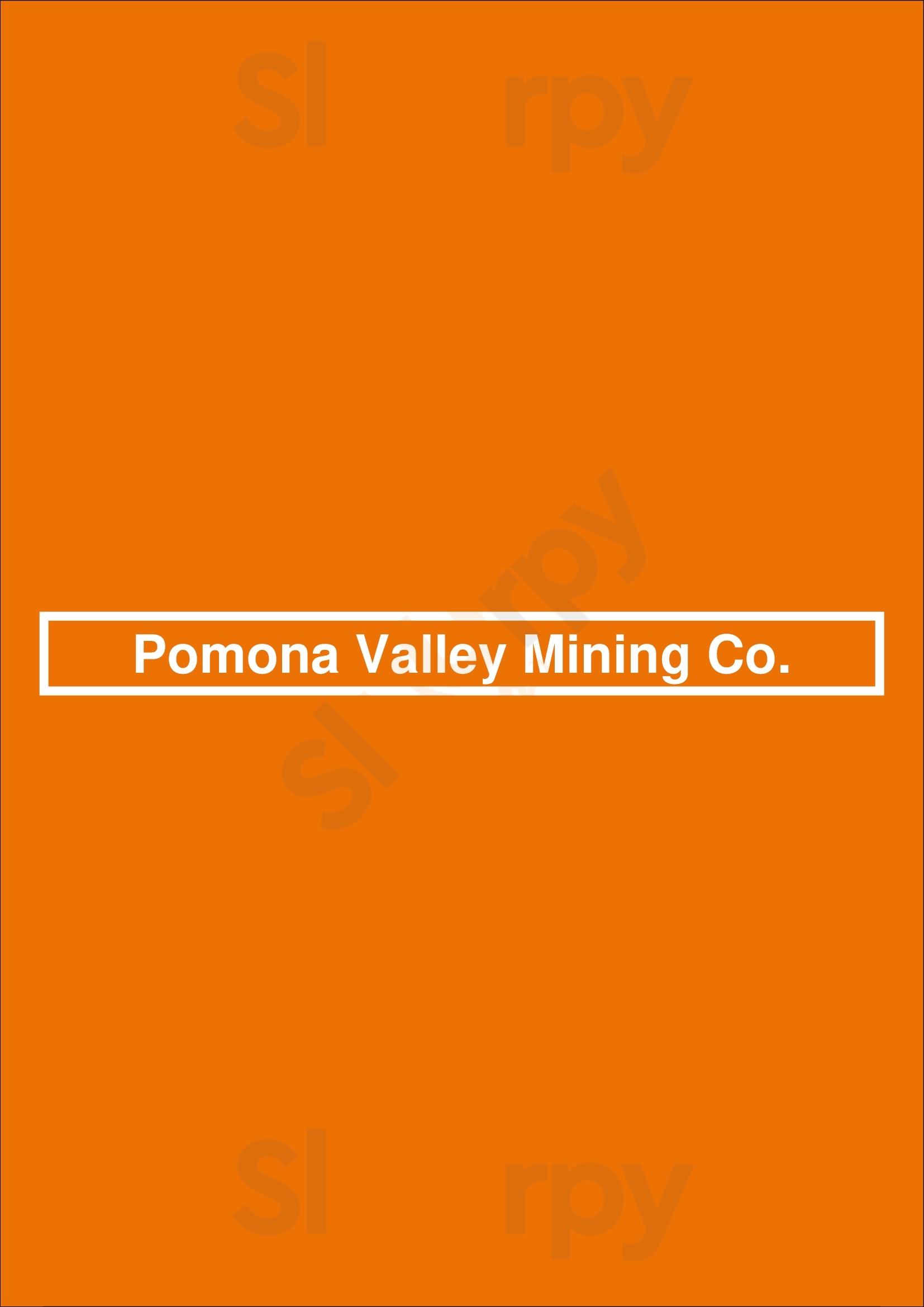 Pomona Valley Mining Co. Pomona Menu - 1