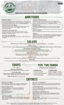 Dublin Village Tavern menu