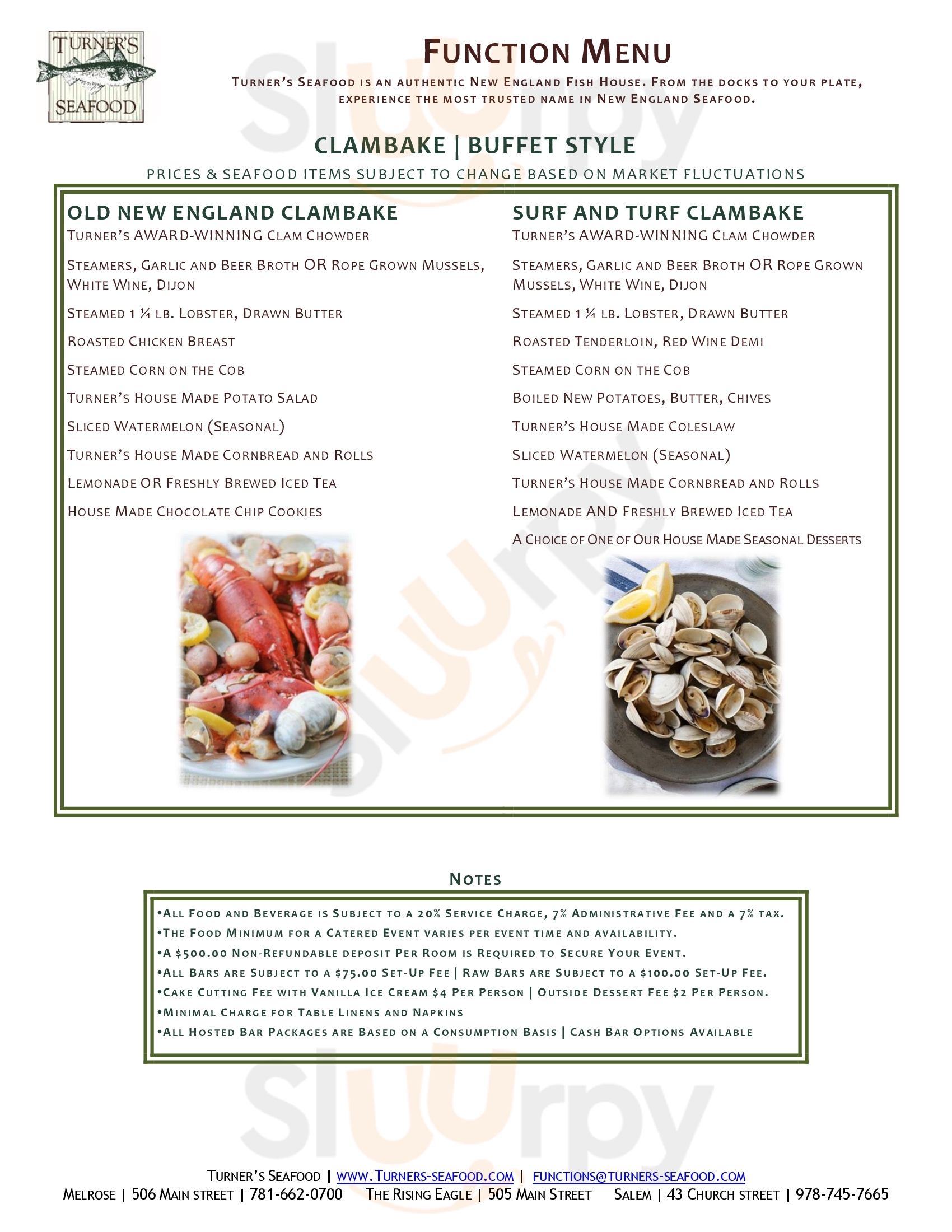 Turners Seafood Lyceum Hall menù, Salem Main Menu Sluurpy