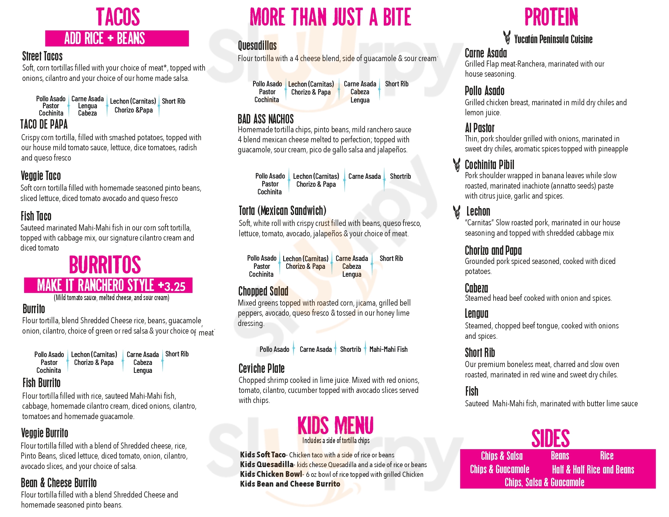Main Menu - Bad Ass Street Tacos