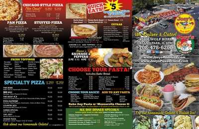 Joey's Red Hots menu