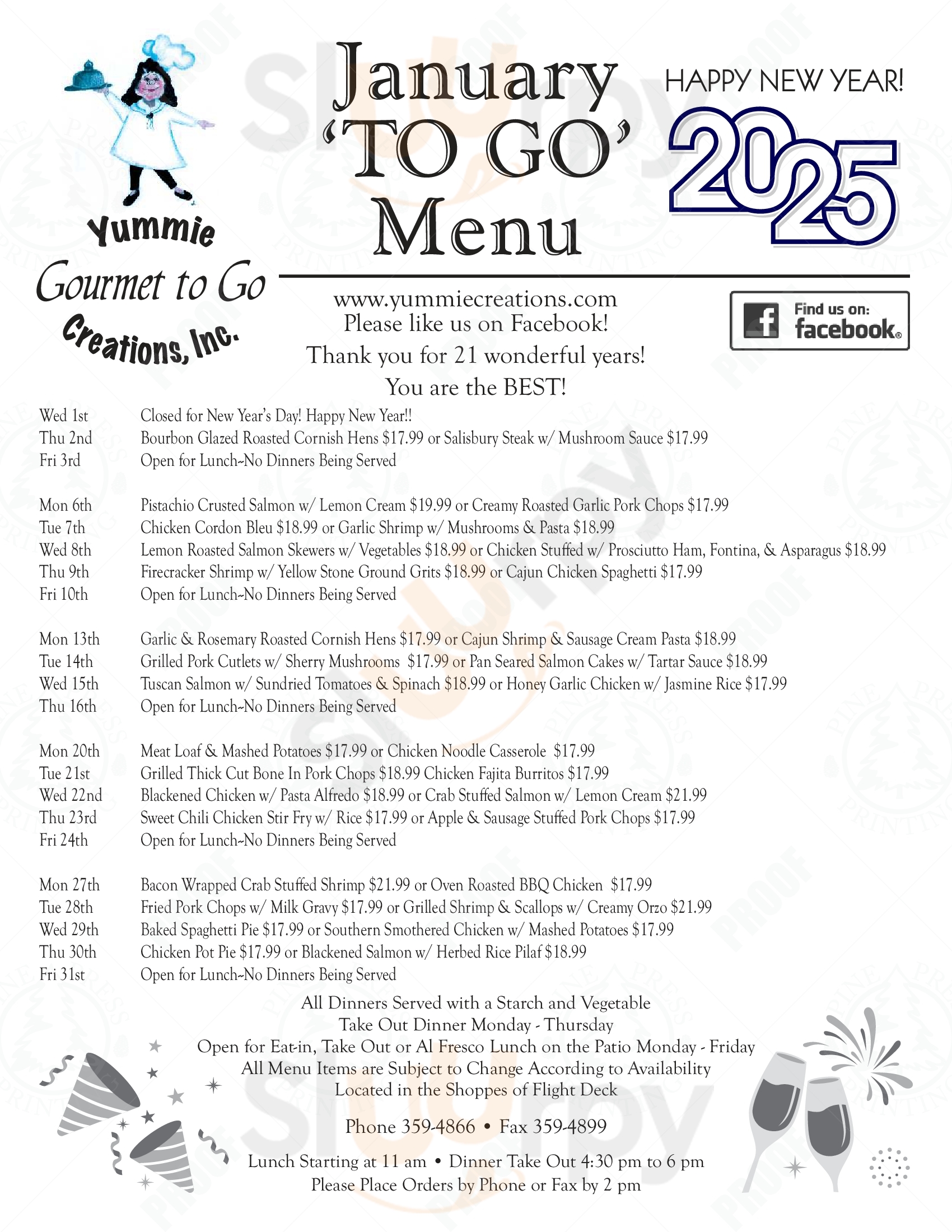 Main Menu - Yummie Creations Incorporated