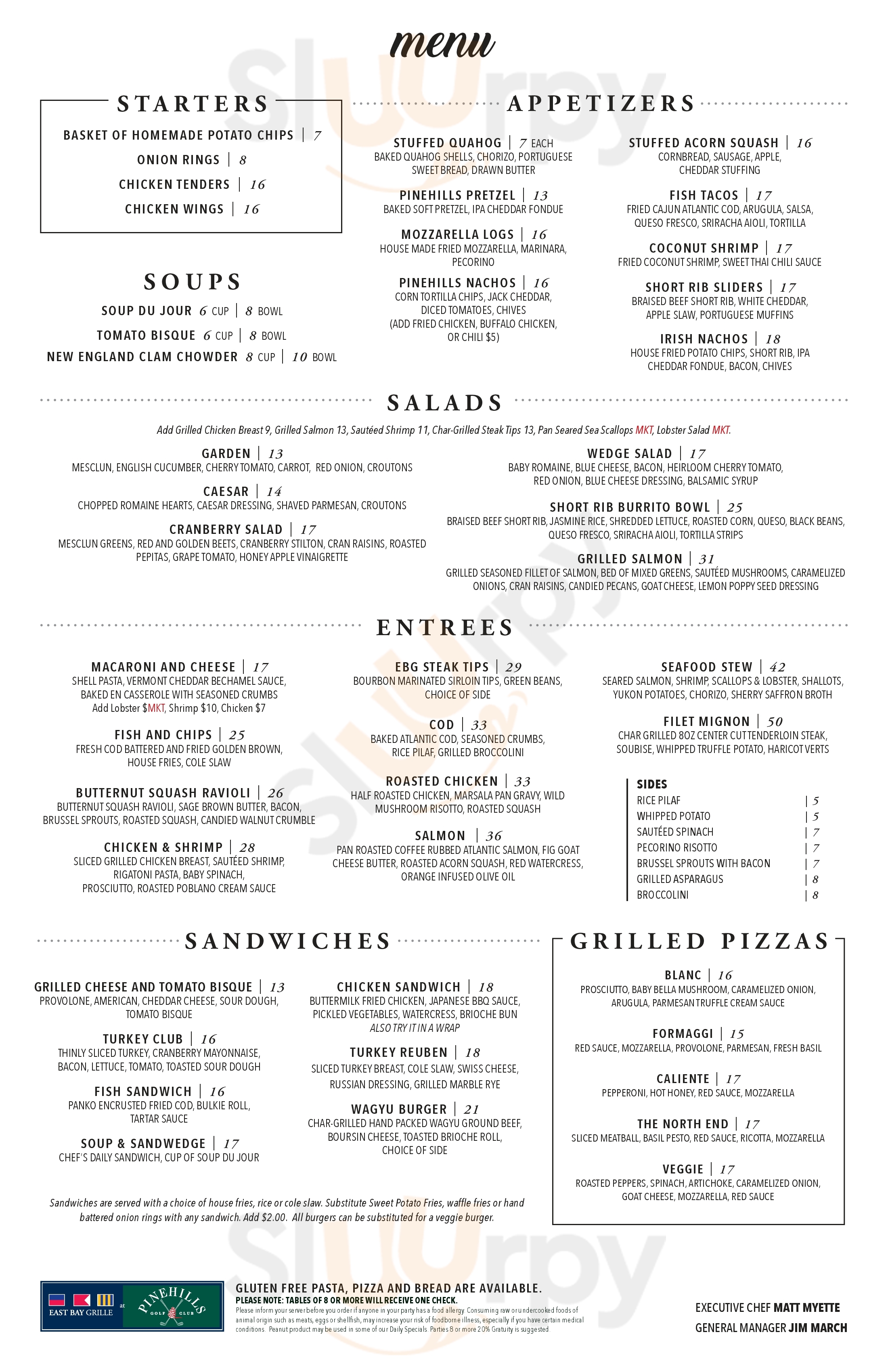 Main Menu - East Bay Grille At Pine Hills Golf Club