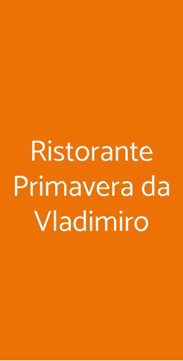 Ristorante Primavera Da Vladimiro, Roma