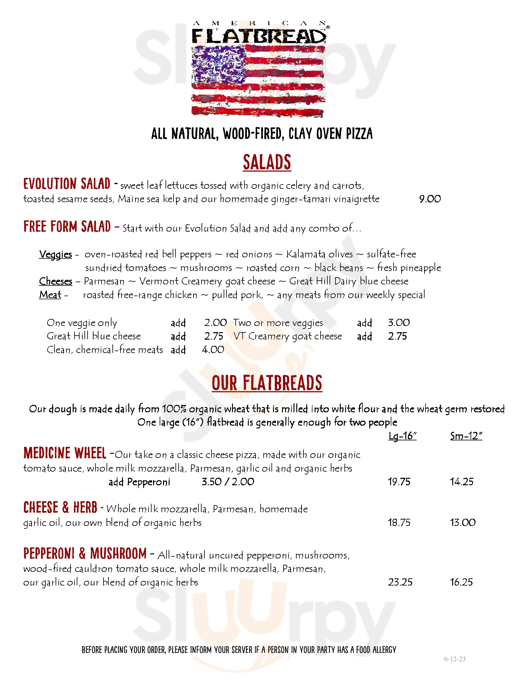 Main Menu - American Flat Bread