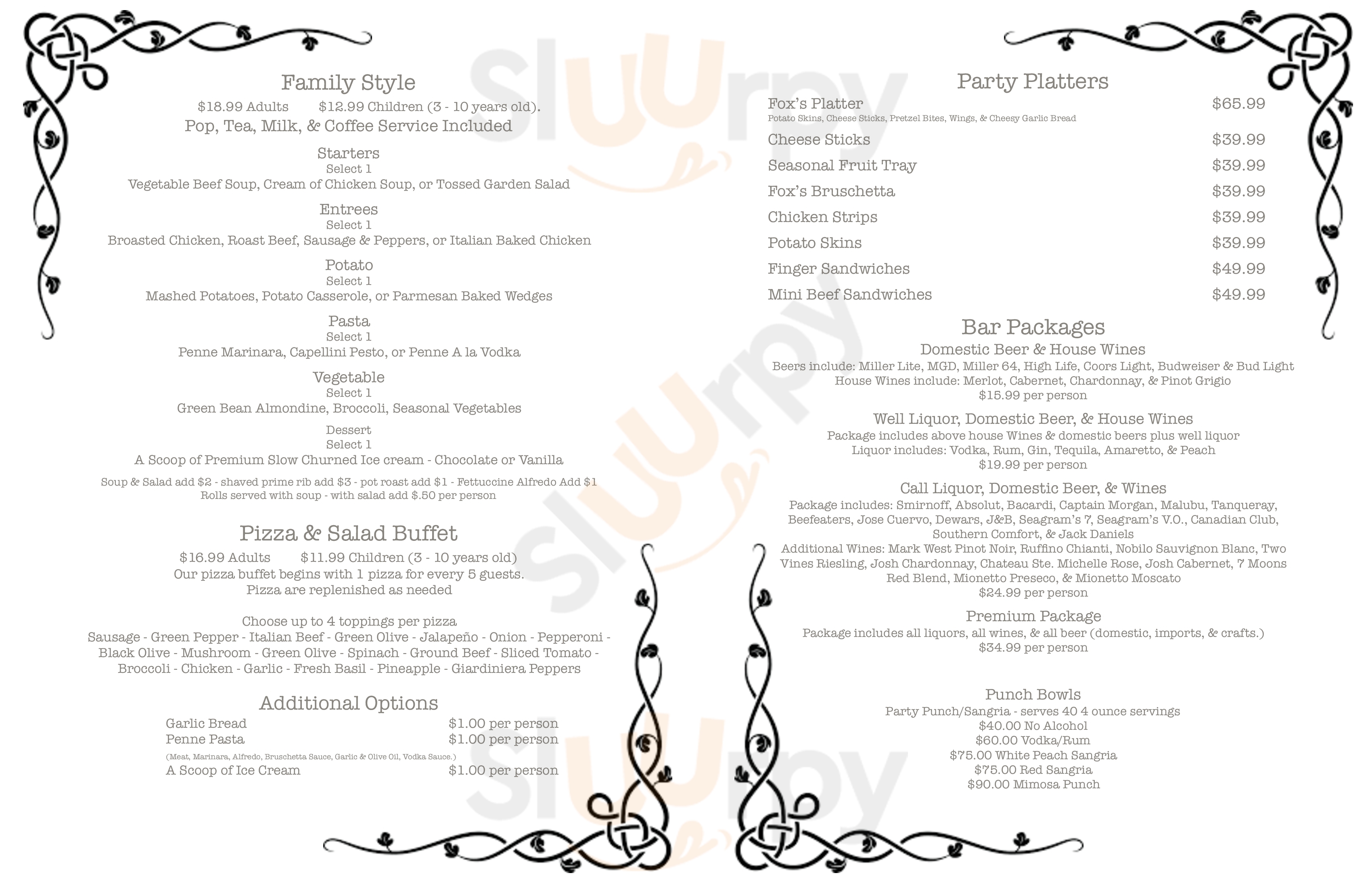 Main Menu - Adoro La Pizza