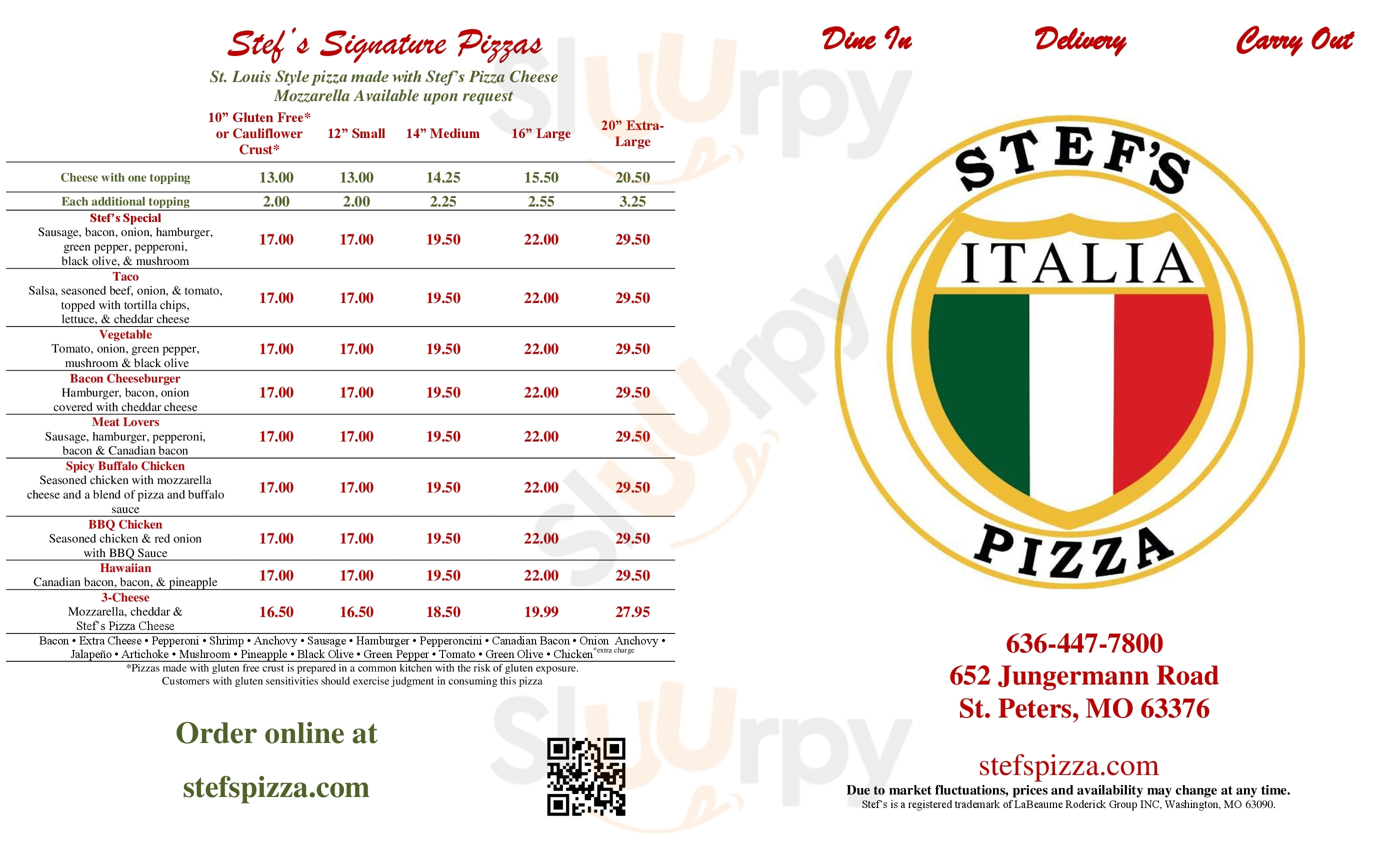 Main Menu - Stef's Pizza