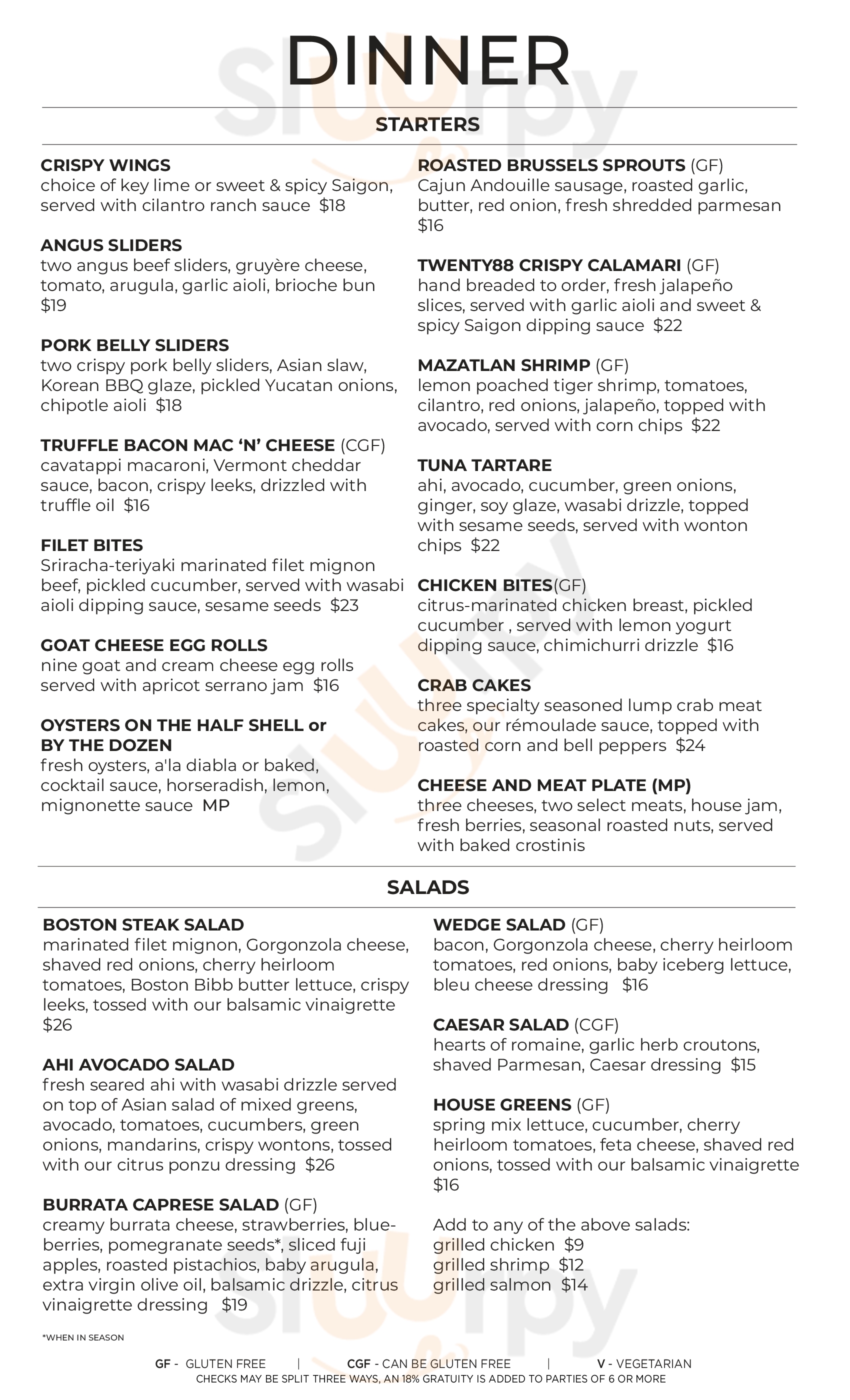Twenty88 Bistro Camarillo Menu - 1