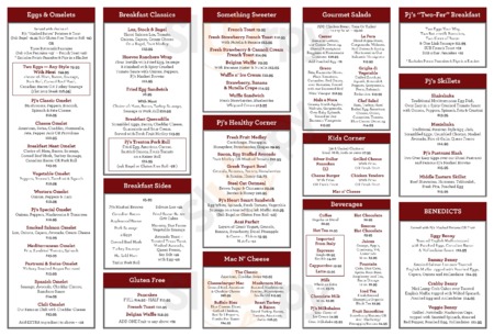 Pj's Pancake House - Princeton menu