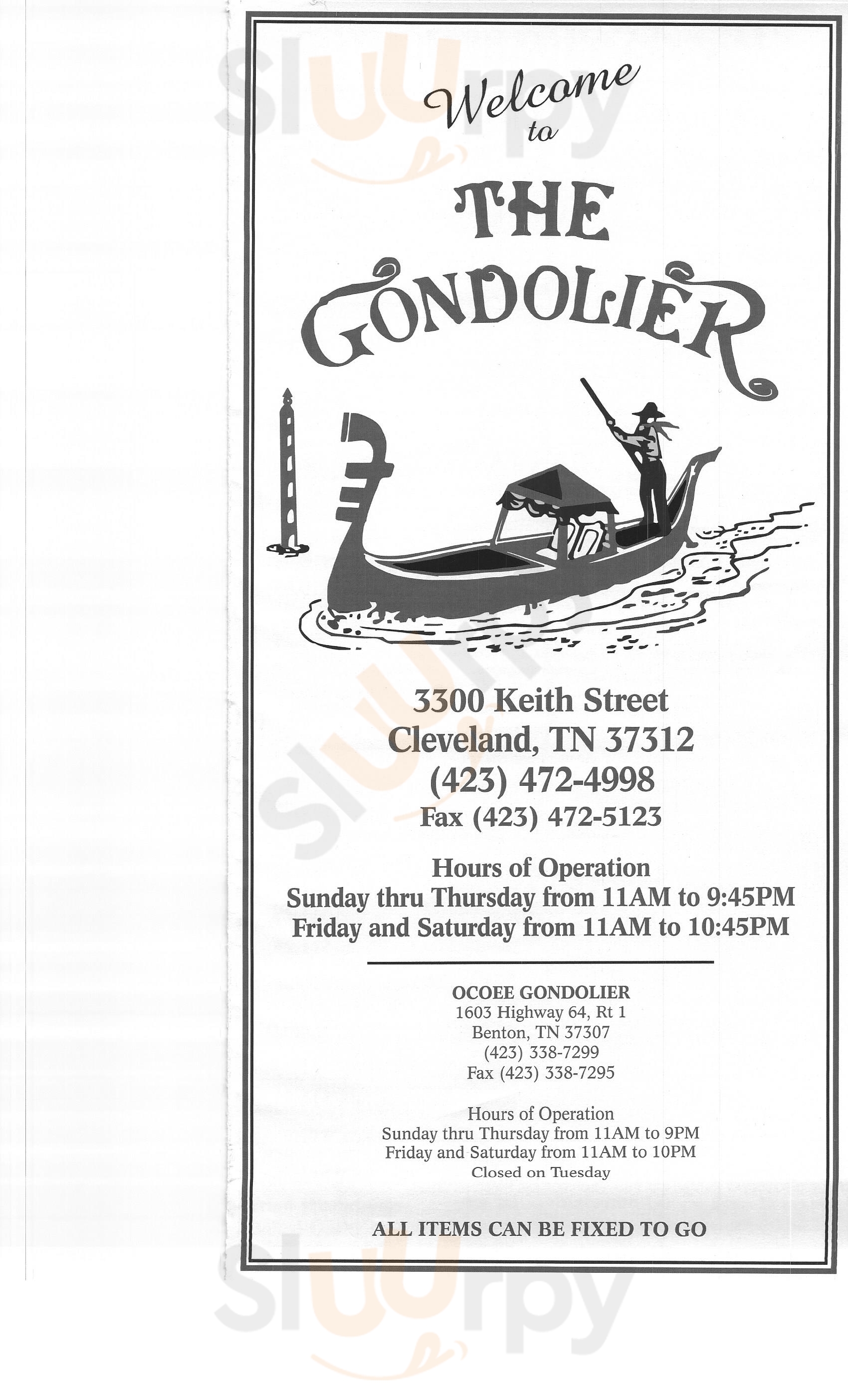 Gondolier Cleveland Menu - 1