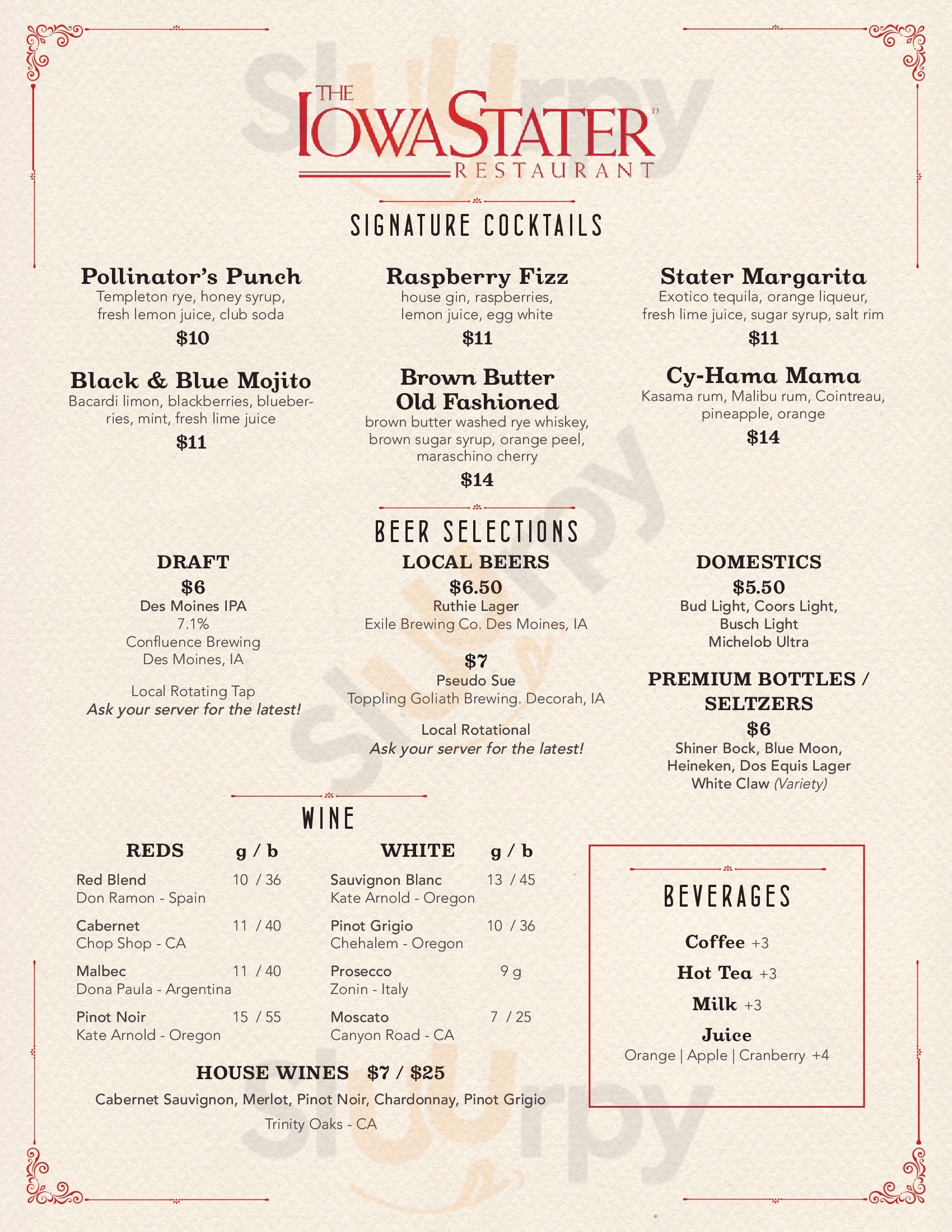 Gateway Hotel & Conference Center Ames Menu - 1