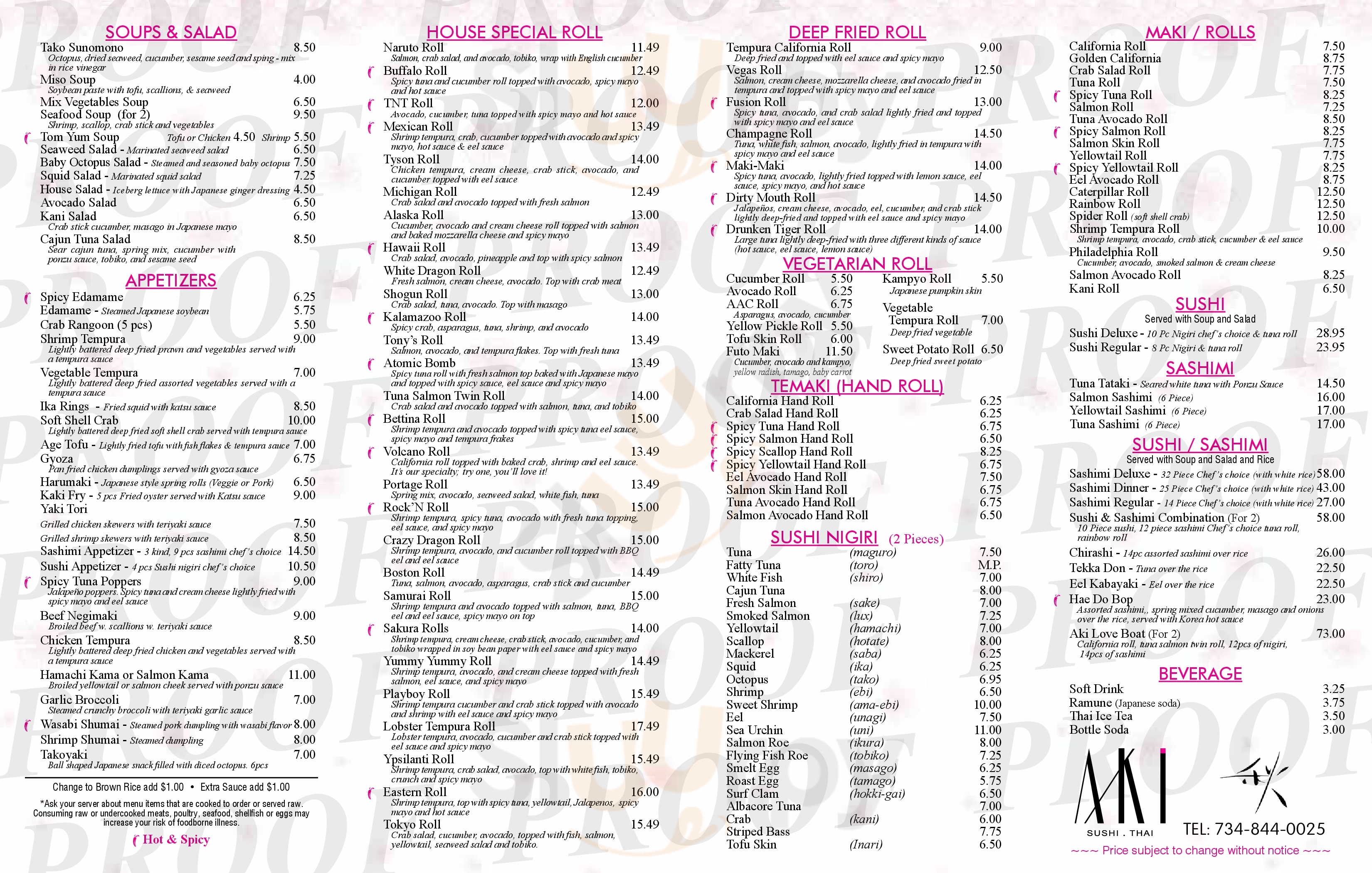 Aki Sushi & Thai Canton Menu - 1